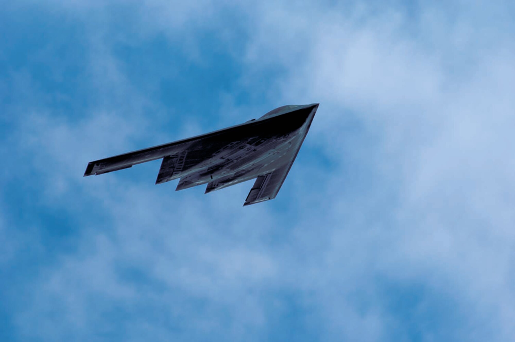 A B-2 Spirit is in flight during the CAFB Career Day Saturday. (U.S. Air Force Photo by Kenn Brown)
