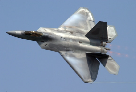 An F-22A Raptor fighter jet flies above Ft. Lauderdale, Fla., during the 2007 McDonald’s Air and Sea Show on May 6.  The Raptor is the Air Force’s newest fighter aircraft and combines stealth, supercruise, maneuverability and integrated avionics, coupled with improved supportability to create an exponential leap in warfighting capabilities.  The Raptor performs both air-to-air and air-to-ground missions allowing full realization of operational concepts vital to the 21st century Air Force.  The Raptor is designed to project air dominance, rapidly and at great distances and defend threats attempting to deny access to our nation’s Air Force, Army, Navy and Marine Corps.  The Raptor cannot be matched by any known or projected fighter aircraft. (U.S. Air Force photo/Tech. Sgt. Paul Dean)