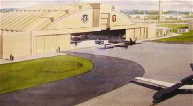 An artists rendition of the Global Hawk facility.  The 47,000 square foot building is scheduled for completion May 2009.
