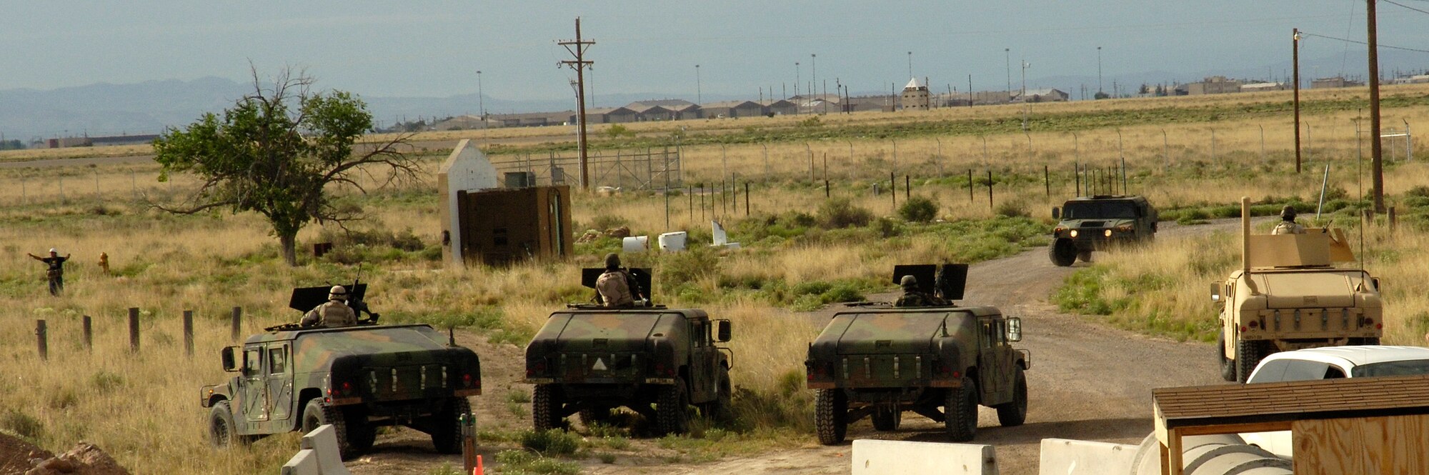 Airmen from the 49th Civil Engineer Squadron head out on a convoy during the Phase II exercise at Holloman. The 49 CES trained with Army for this convoy.  (U.S. Air Force photo by Airman 1st Class Michael Means)