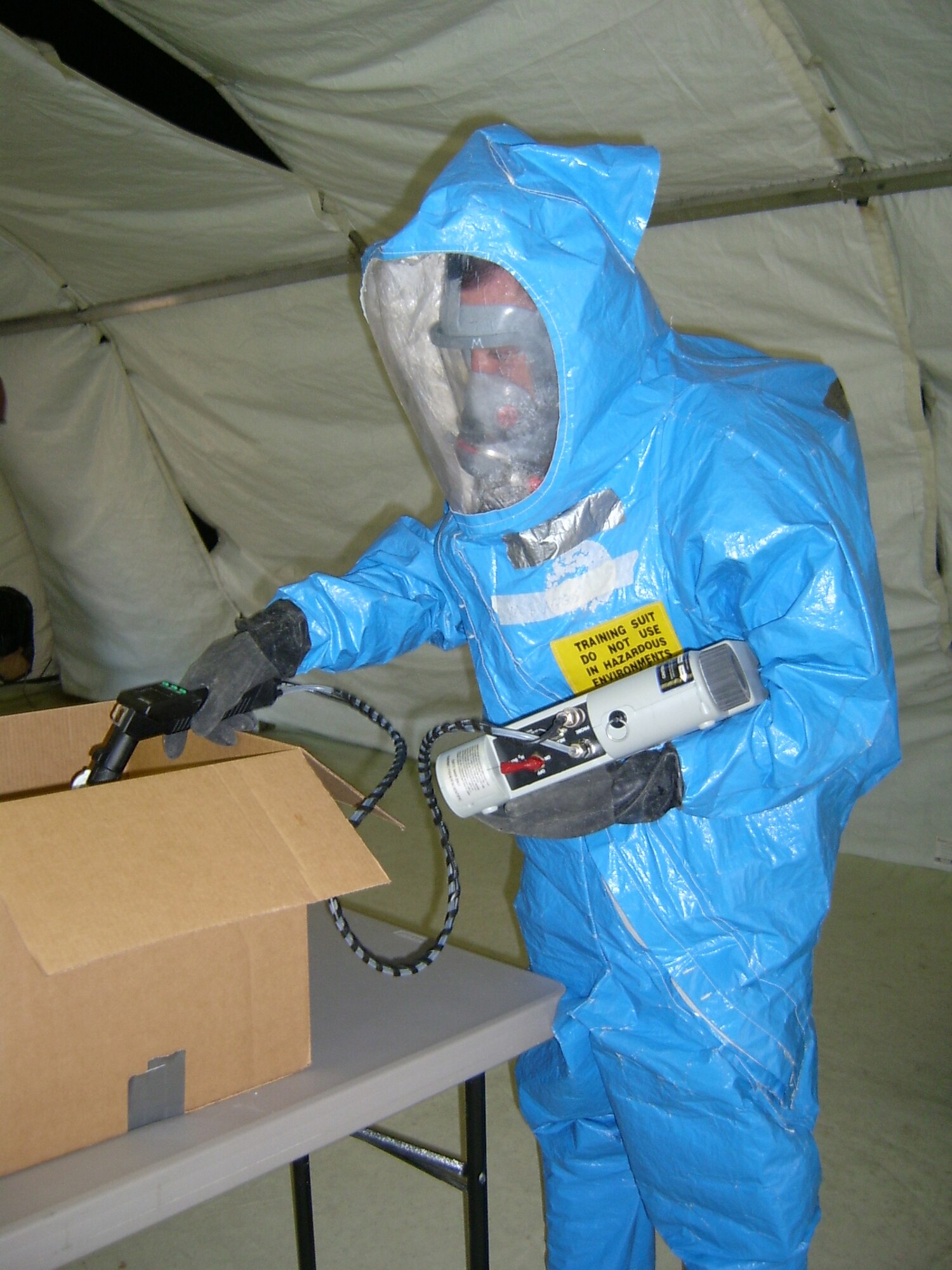 The combined Nellis and Mountain Home AFBs team won the 2007 Air Combat Command Chemical-Biological-Radiological-Nuclear (CBRN) Challenge that took place in Brooks AFB, Texas, April 2007. Tech. Sgt. Dawn Kolczynski and Senior Airman Stephanie Lewis, both with 99th Air Space Medical Squadron Bioenvironmental Engineering Flight, and Senior Airman Patrick Bellamy with 99th Civil Engineer Squadron's Emergency Management office participated in the event on behalf of the Nellis AFB. Six six-man teams, each representing two ACC bases, competed for the privilege to represent the ACC in a CBRN challenge at the Air Force level later this year. The five-day event consisted of five challenges - including a suspicious package scenario, a terrorist attack with a chemical explosion, a dirty bomb scenario, a chemical warfare response at a deployed location, and a biological threat incident. 
(Courtesy photo)
