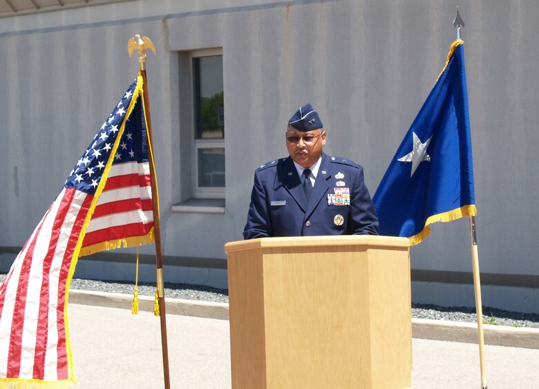During his remarks for the Global Logistics Support Center (Provisional) stand up ceremony, Maj. Gen. Gary McCoy said “the GLSC is critical to the Air Force and the Nation. We are not here today just to cut a ribbon but to make history.” (Air Force photo by Al Bright)