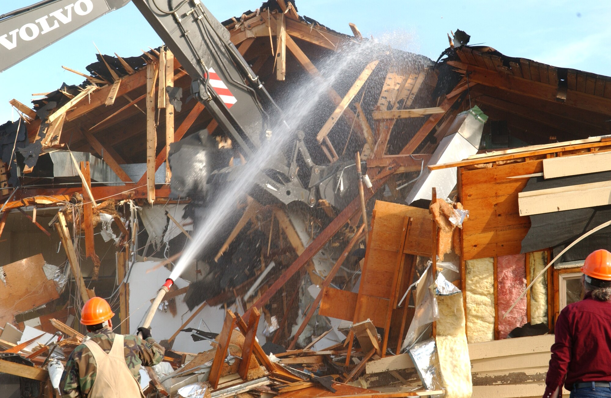 EIELSON AIR FORCE BASE, Alaska -- The Eielson AFB chapel has been a historical landmark here at Eielson since February 15, 1955 and was demolished May 15.  The building was demolished to help make room for the new base exchange that will help improve living conditions for the Airmen stationed here.  (U.S. Air Force photo by Airman 1st Class Christopher Griffin)
