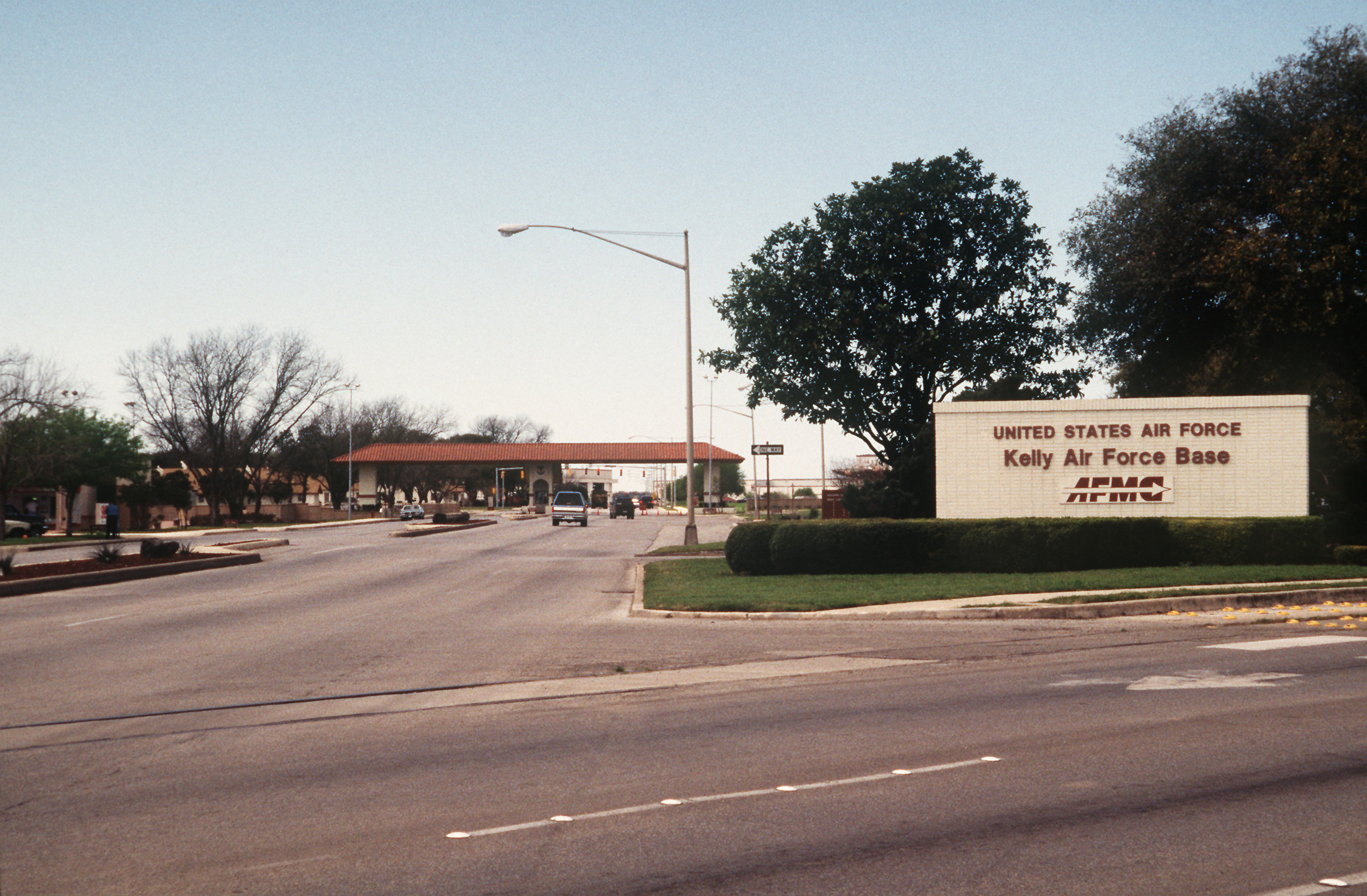 Main gate of the former Kelly Air Force Base prior to closure.