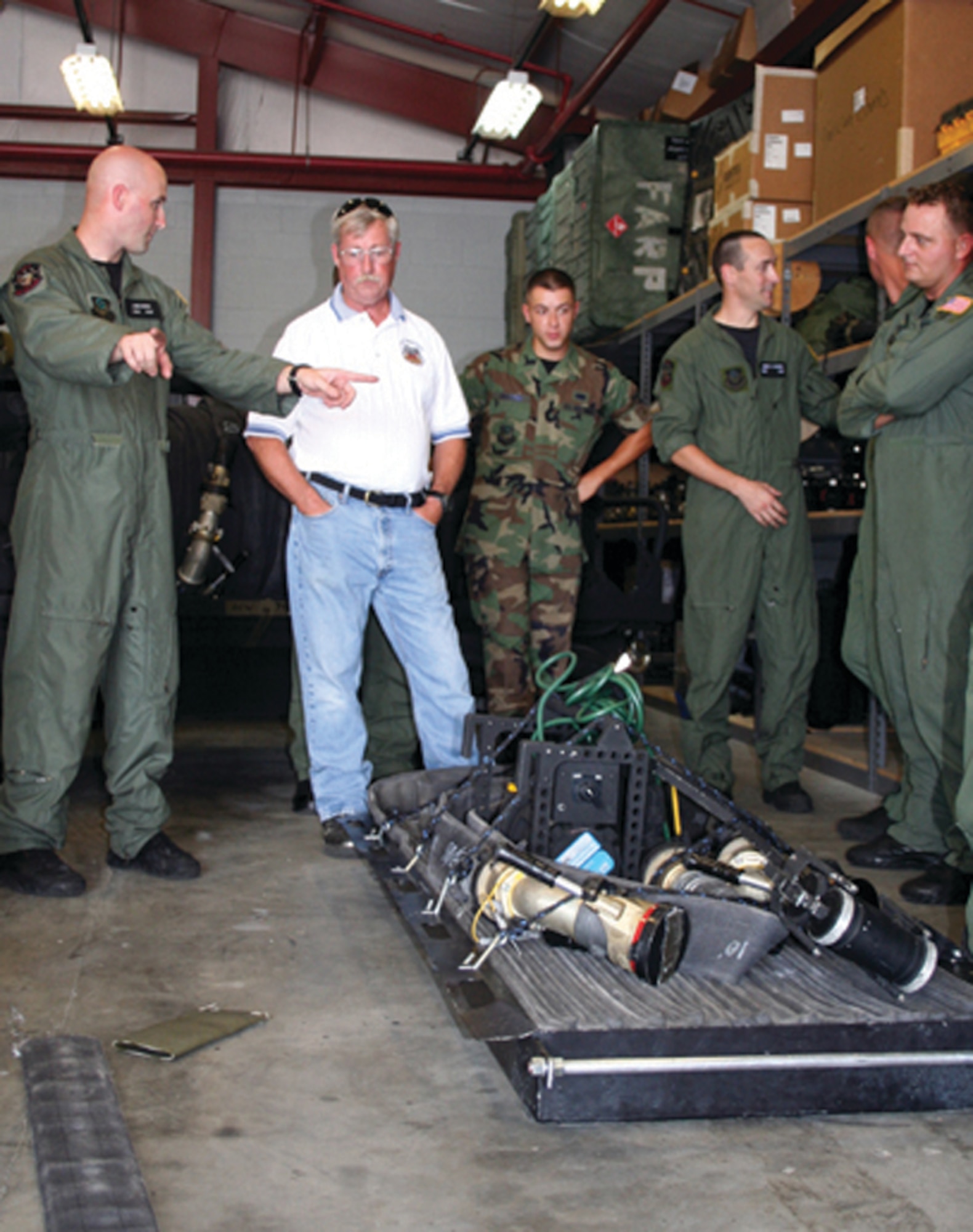 Retired Chief Master Sgt. Richard “Taco” Sanchez, one of the men who developed Forward Air Refueling Point tactics, met with the 1st Special Operations Logistics Readiness Squadron Petroleum, Oil and Fuels Airmen May 11. (U.S. Air Force photo by 2nd Lt. Jesse Brannen)