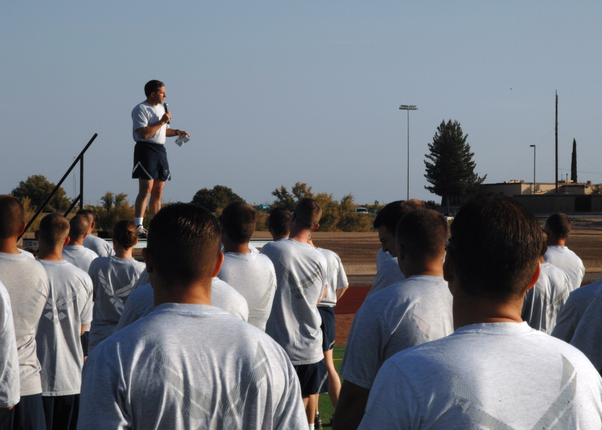 Brig. Gen. David Goldfein, 49th Fighter Wing commander, led the wing run, kicking off Safety/Sports Day and the 101 Critical Days of Summer. (U.S. Air Force photo/Airman 1st Class Jamal Sutter)