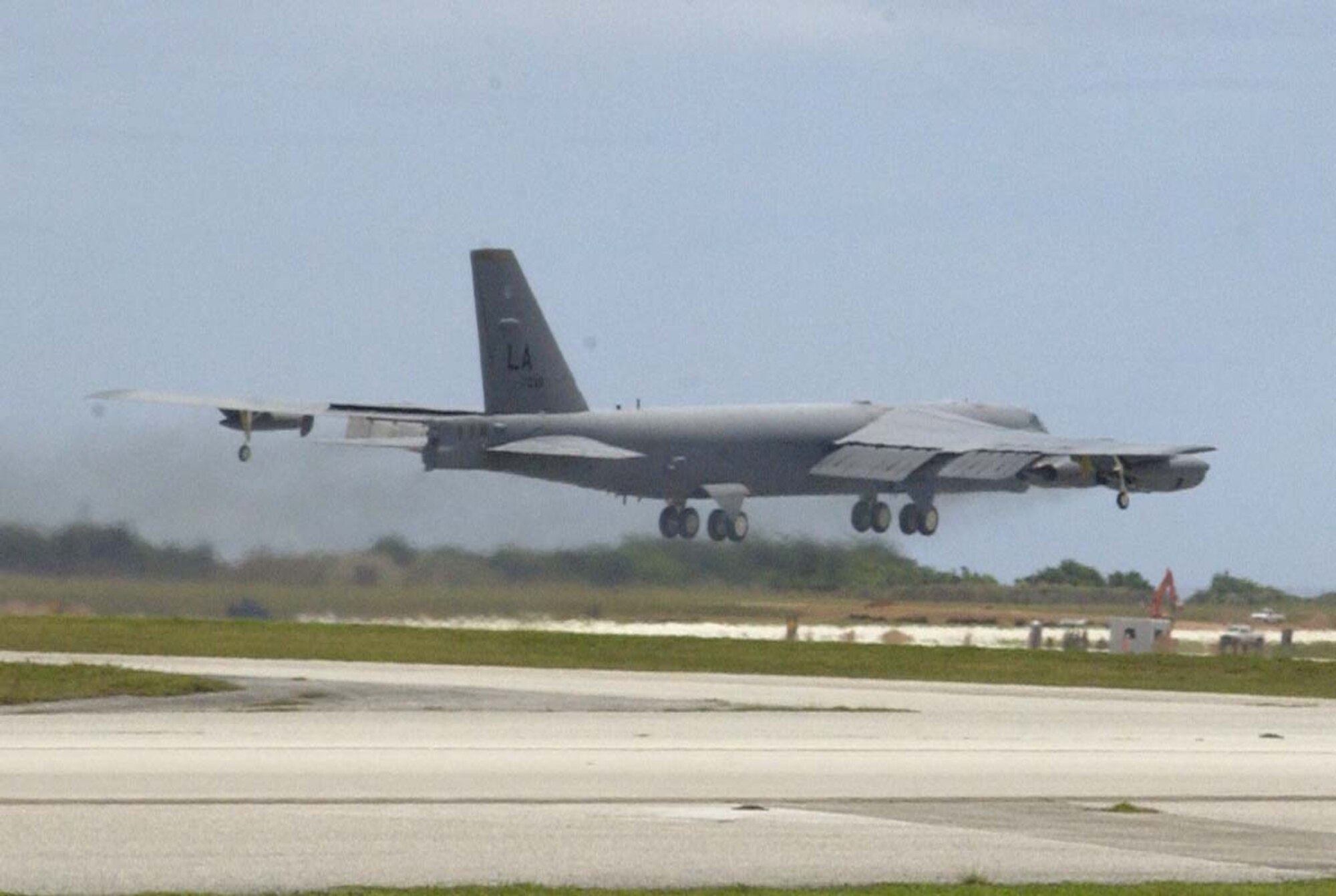 ANDERSEN AIR FORCE BASE, Guam -- A B-52, deployed to Andersen Air Force Base, Guam, from Barksdale Air Force Base, La., takes off May 23 for a mission in support of Cobra Gold. Andersen B-52s and KC-135s are air assets for the on-going exercise being held in the Kingdom of Thailand.  (Photo by Master Sgt. Arthur Webb/36th Operations Group)