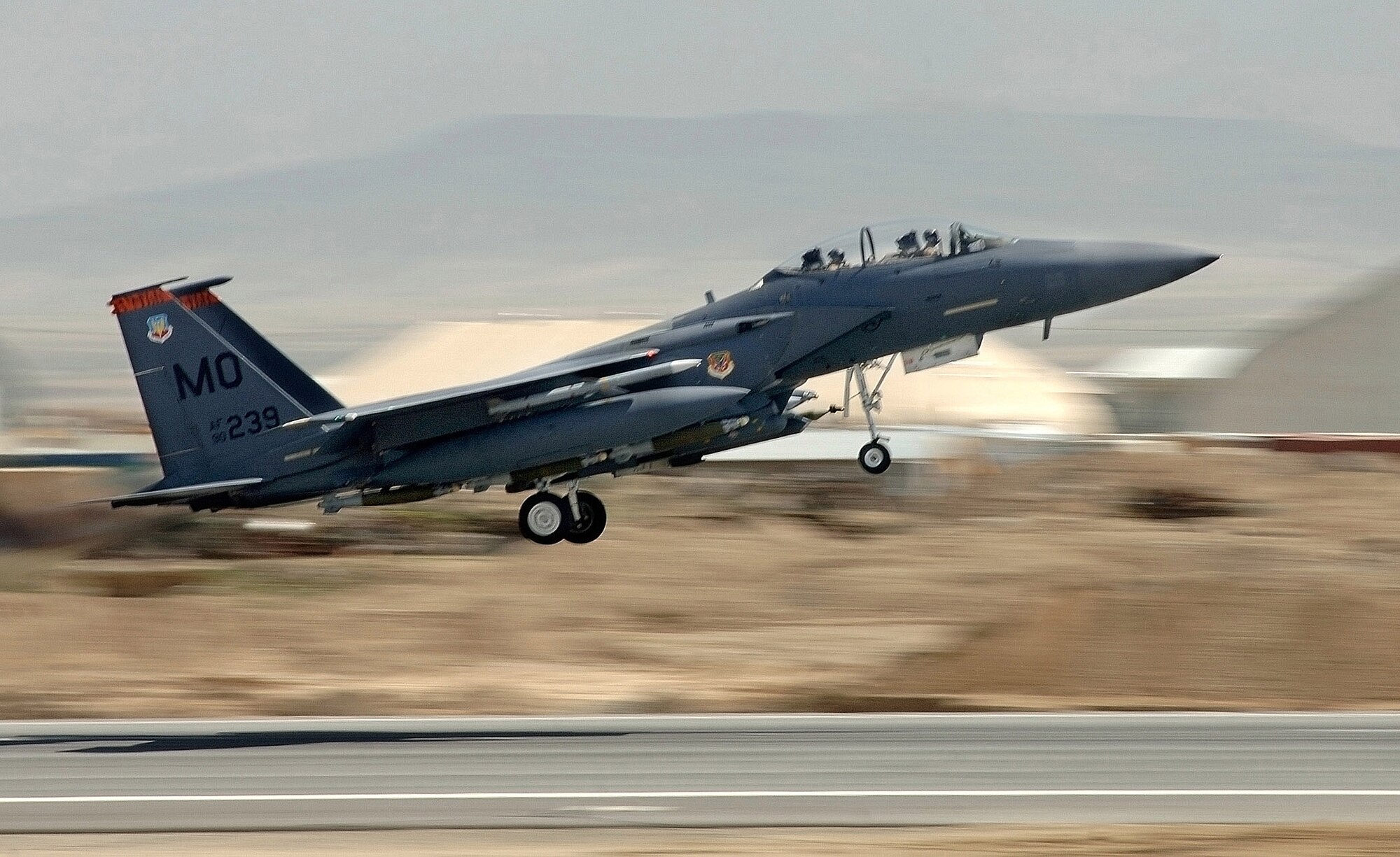 An F-15E Strike Eagle jet takes off from Bagram Air Base, Afghanistan, to provide close-air support for International Security Assistance Force ground operations. Coalition aircraft like the F-15E flew 66 close-air-support missions in support of ISAF May 21. (U.S. Air Force photo/Tech. Sgt. Cecilio M. Ricardo Jr.) 