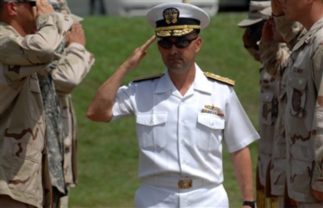 U.S. Navy Adm.James Stavridis, commander, United States Southern Command, was the guest speaker during Joint Task Force - Guantanamo's change of command ceremony at Naval Station Guantanamo Bay, Cuba, May 22, 2007.