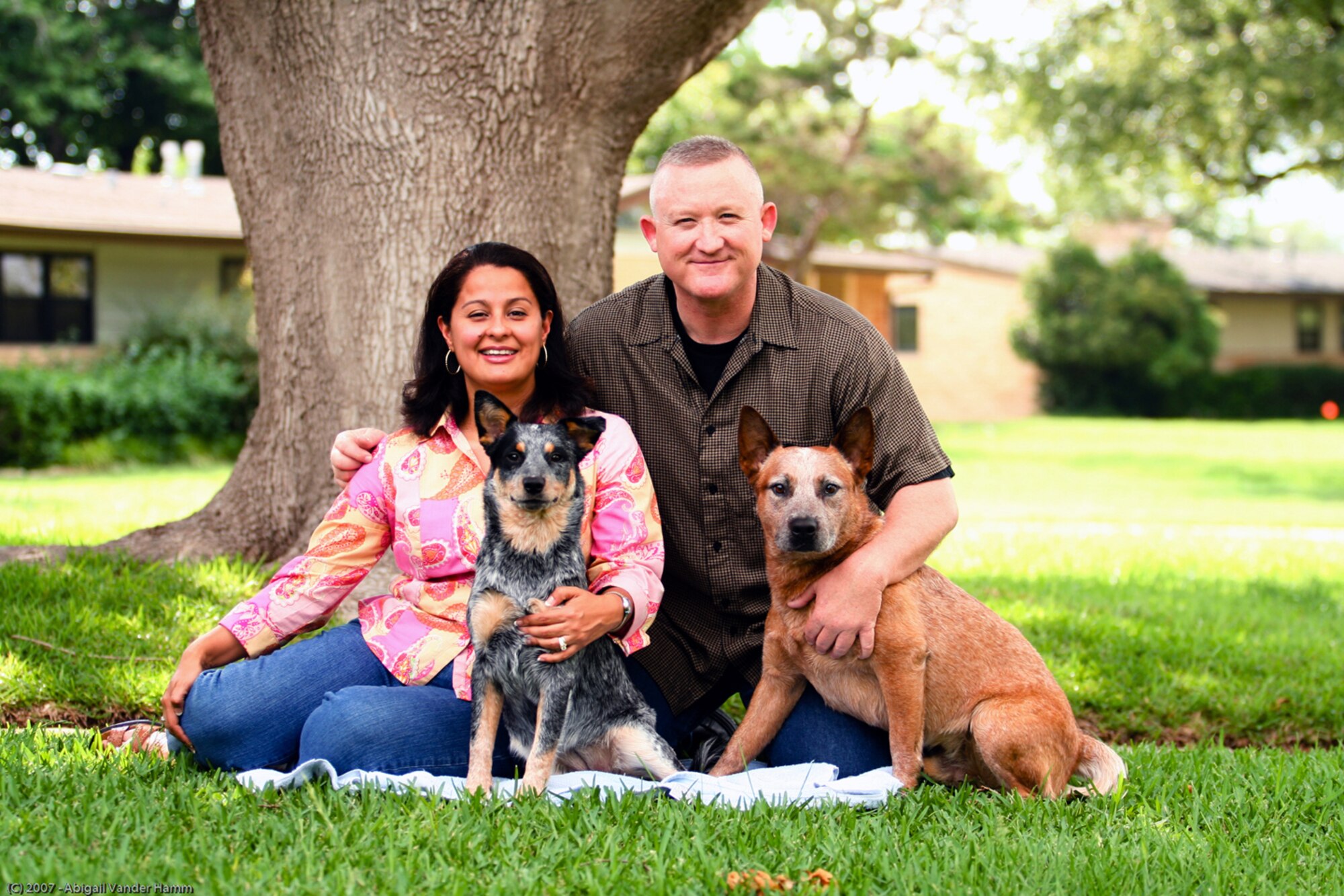 Command Chief Master Sgt. Paul Wheeler and his wife, retired Master Sgt. Maira Wheeler, are leaving Dyess May 26 with their dogs, Fuego and Dulce, and cat, Chino. Chief Wheeler will be serving a one-year command chief position in Balad, Iraq, while Mrs. Wheeler spends time in Virginia near her family. (Photo by/Abigail Vander Hamm)
