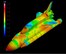 Pressure sensitive paint flow visualization data from a three-percent model of the space shuttle tested at the Air Force’s Arnold Engineering Development Center’s long transonic wind tunnel was used to validate computational fluid dynamics data generated by NASA.
