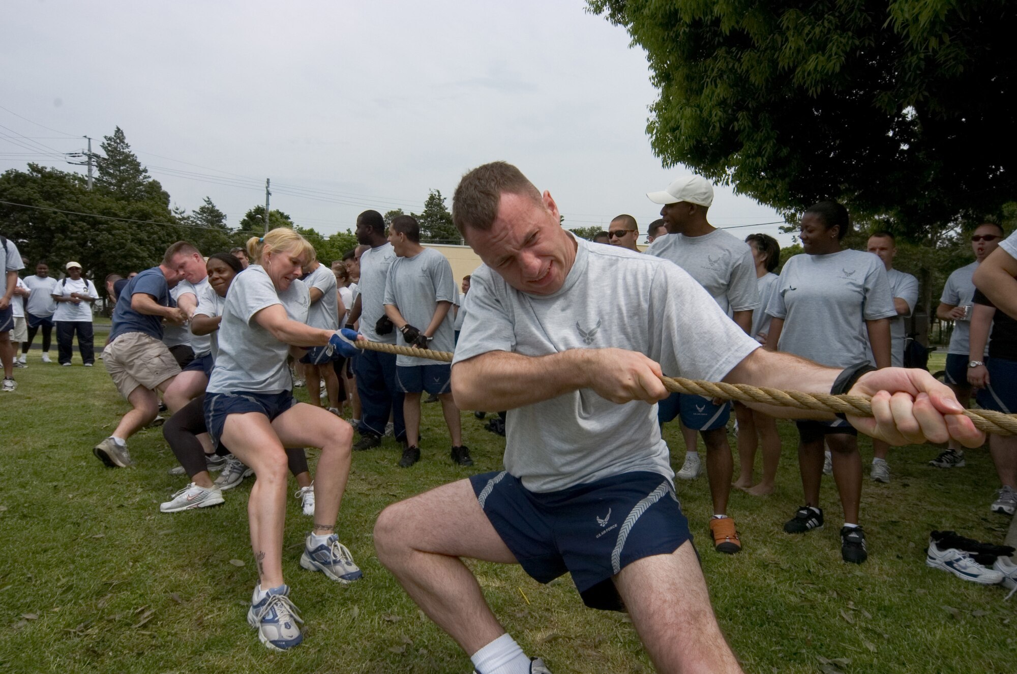 Squadrons participate in the Tug-of-War competition during the Wing Sports and Safety Day May 18. (U.S. Air Force photo by Master Sgt. Nelson James VIRIN 070518-F-5809J-178