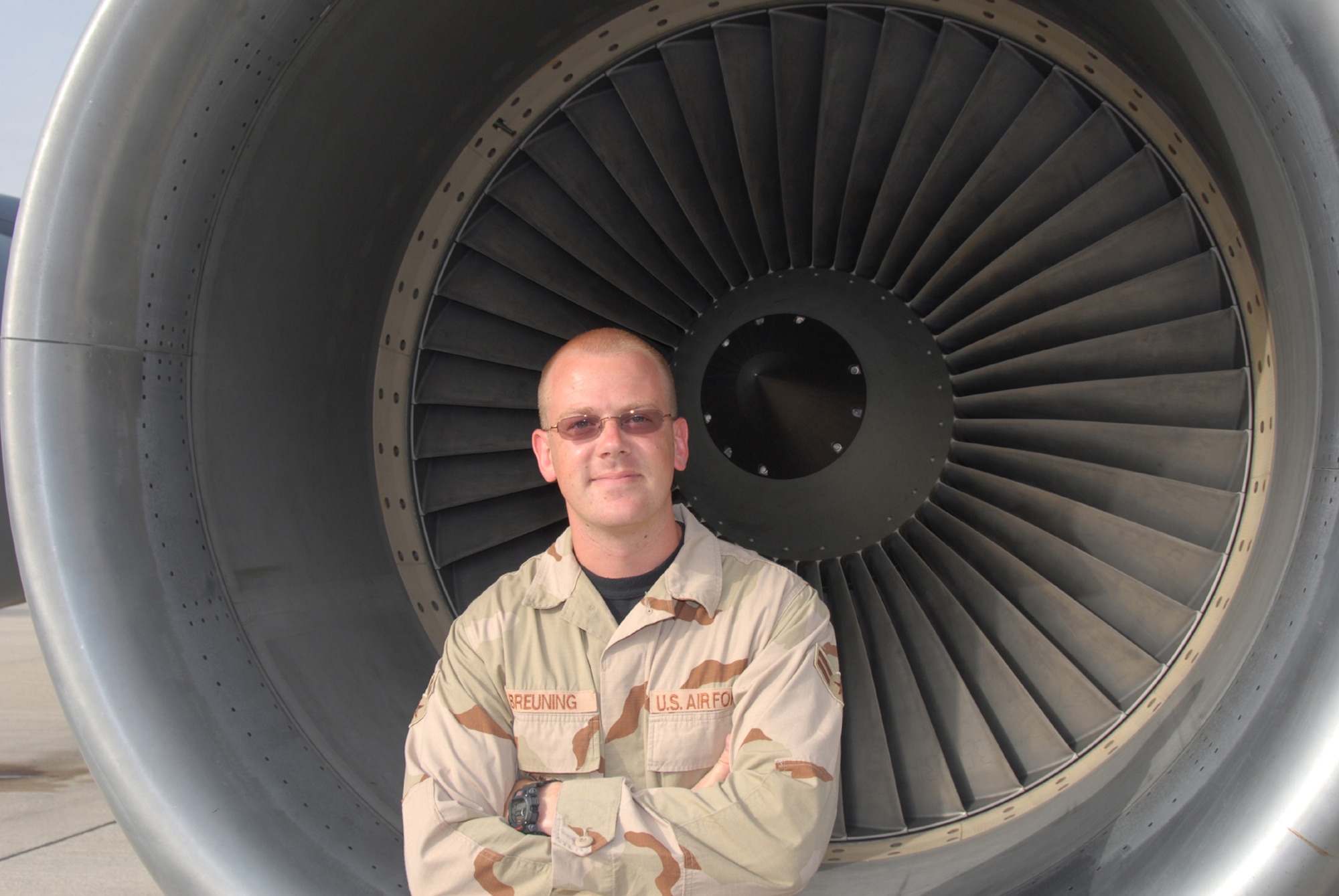 “Half way done!” — Airman 1st Class Michael Breuning, 22nd Aircraft Maintenance Squadron (Photo by Master Sgt. Bobby Burgess)