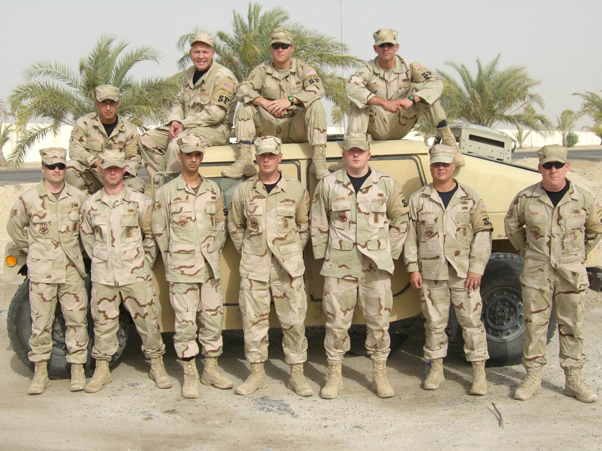 "The 380th Air Expeditionary Wing Defenders, or "Desert Rats," wish everyone a happy Memorial Day form the sand box." -- 22nd Security Forces Squadron members. (Photo by Master Sgt. Bobby Burgess)
