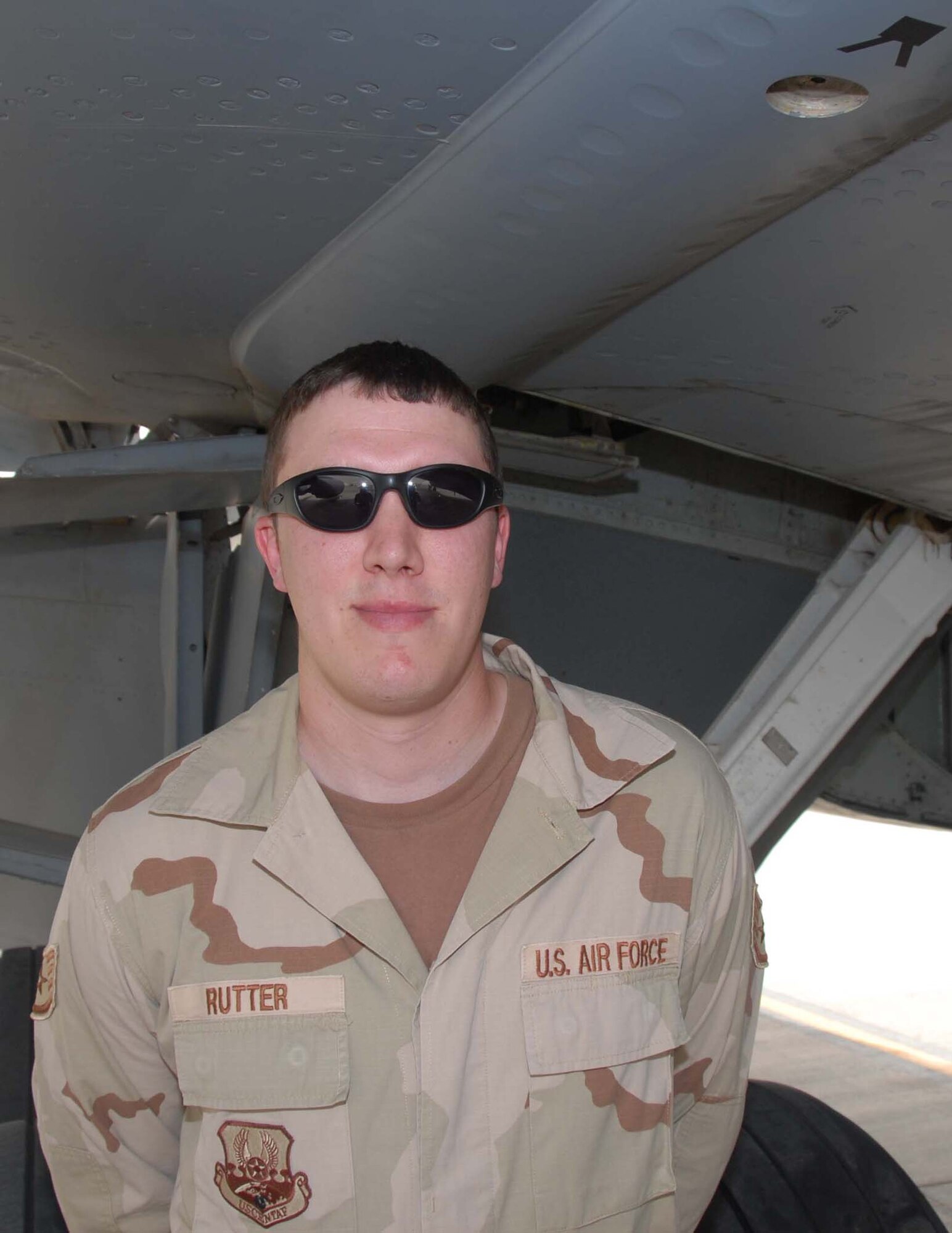 "Hi Mom!" -- Staff Sgt. Brett Rutter, 22nd Maintenance Squadron. (Photo by Master Sgt. Bobby Burgess)