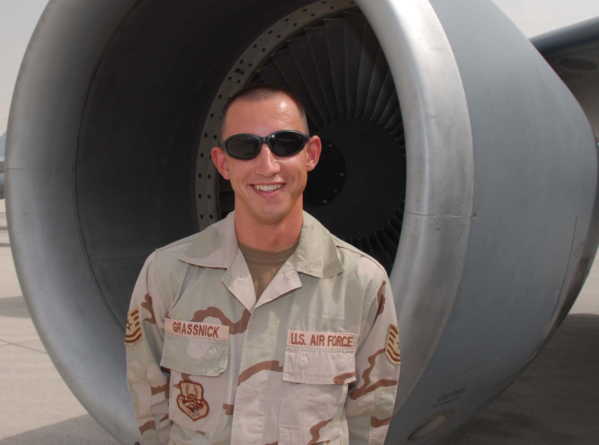 "Wish you were here - instead of me." -- Tech. Sgt. Benjermin Grassnick, 22nd Aircraft Maintenance Squadron. (Photo by Master Sgt. Bobby Burgess)