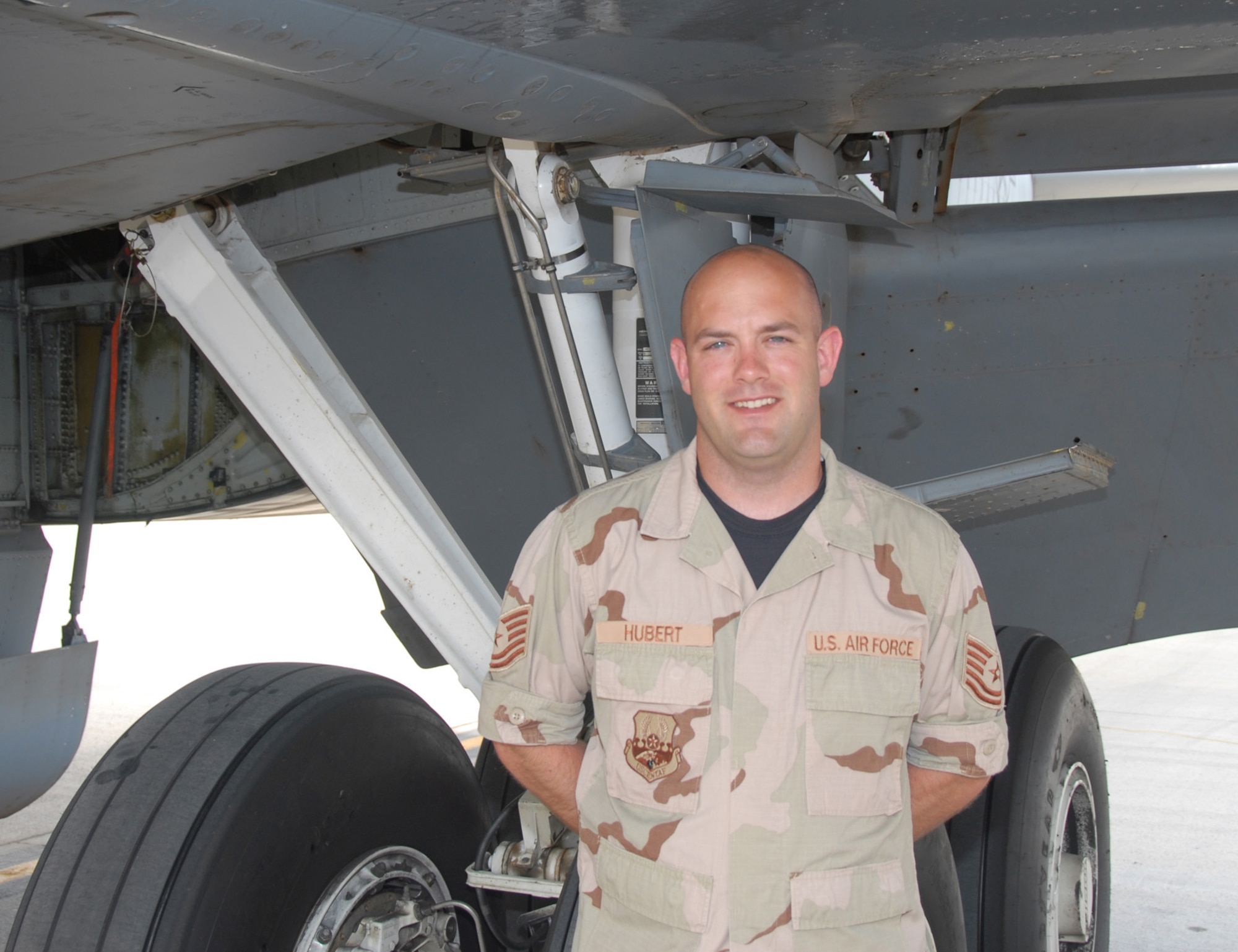 "Ready to see some green landscape. Be safe!" -- Tech. Sgt. Daniel Hubert. (Photo by Master Sgt. Bobby Burgess)