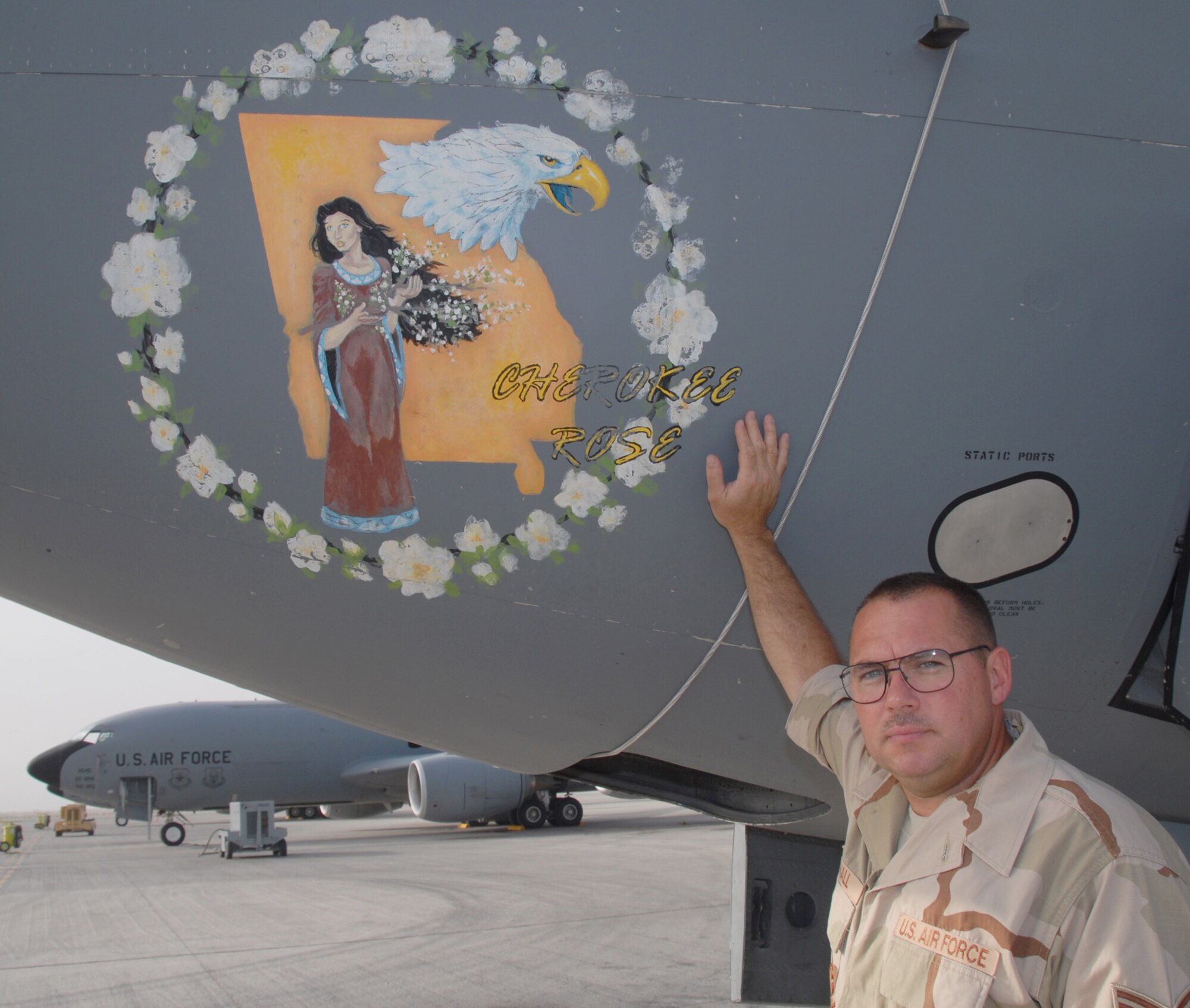 "Making history." -- Tech. Sgt. James Hall, 22nd Aircraft Maintenance Squadron. (Photo by Master Sgt. Bobby Burgess) 