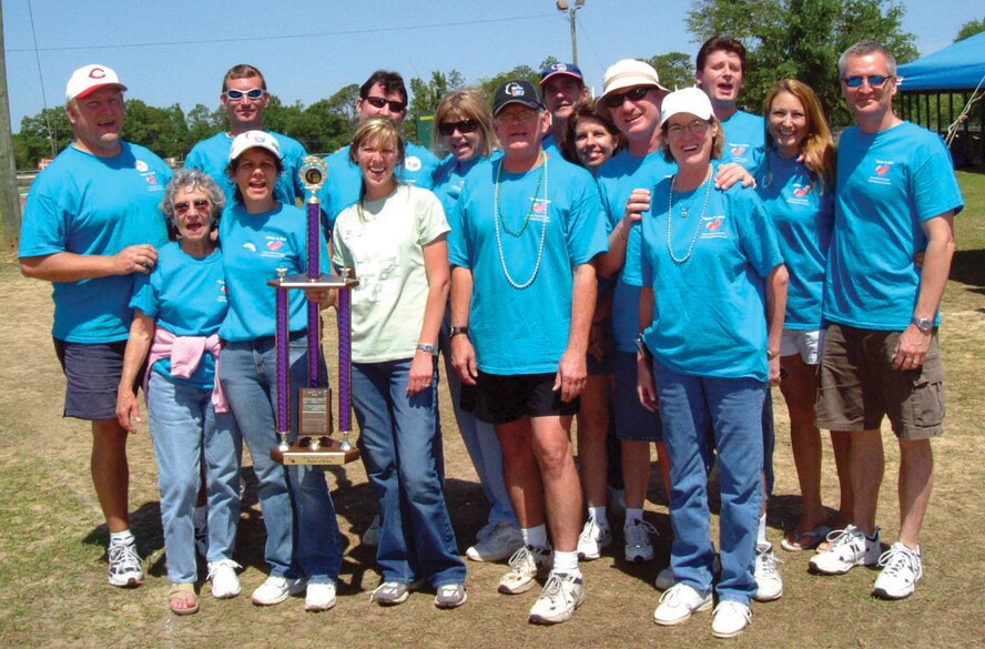 Duke-It-Out team members recover from a night of fundraising for the Relay for Life organization April 27-28 at Crestview?s Old Spanish Trail. This year?s theme was ?Heroes,? and the team chose ?Citizen Commandos? for their team name. They raised $12,500 out of a total of $53,000 for the Crestview area that will be donated toward finding a cure for cancer. (U.S. Air Force Photo/Master Sgt. Mike Weaver)