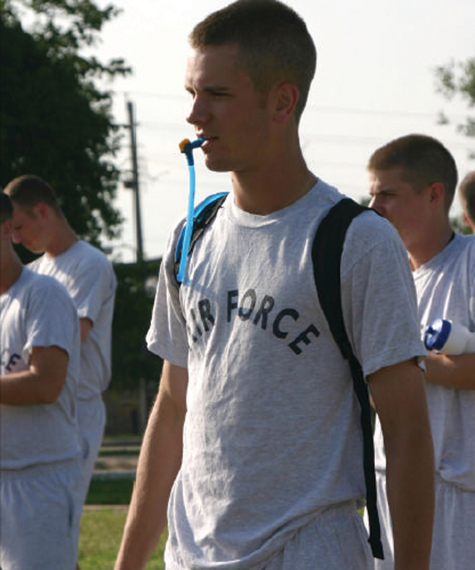 Hydration is key to having a productive and safe work out. Take into consideration factors such as lenght of work out and temperature before beginning your routine and make sure you have plenty of water or sports drinks available. (U.S. Air Force photo/Senior Airman Jacque Lickteig)