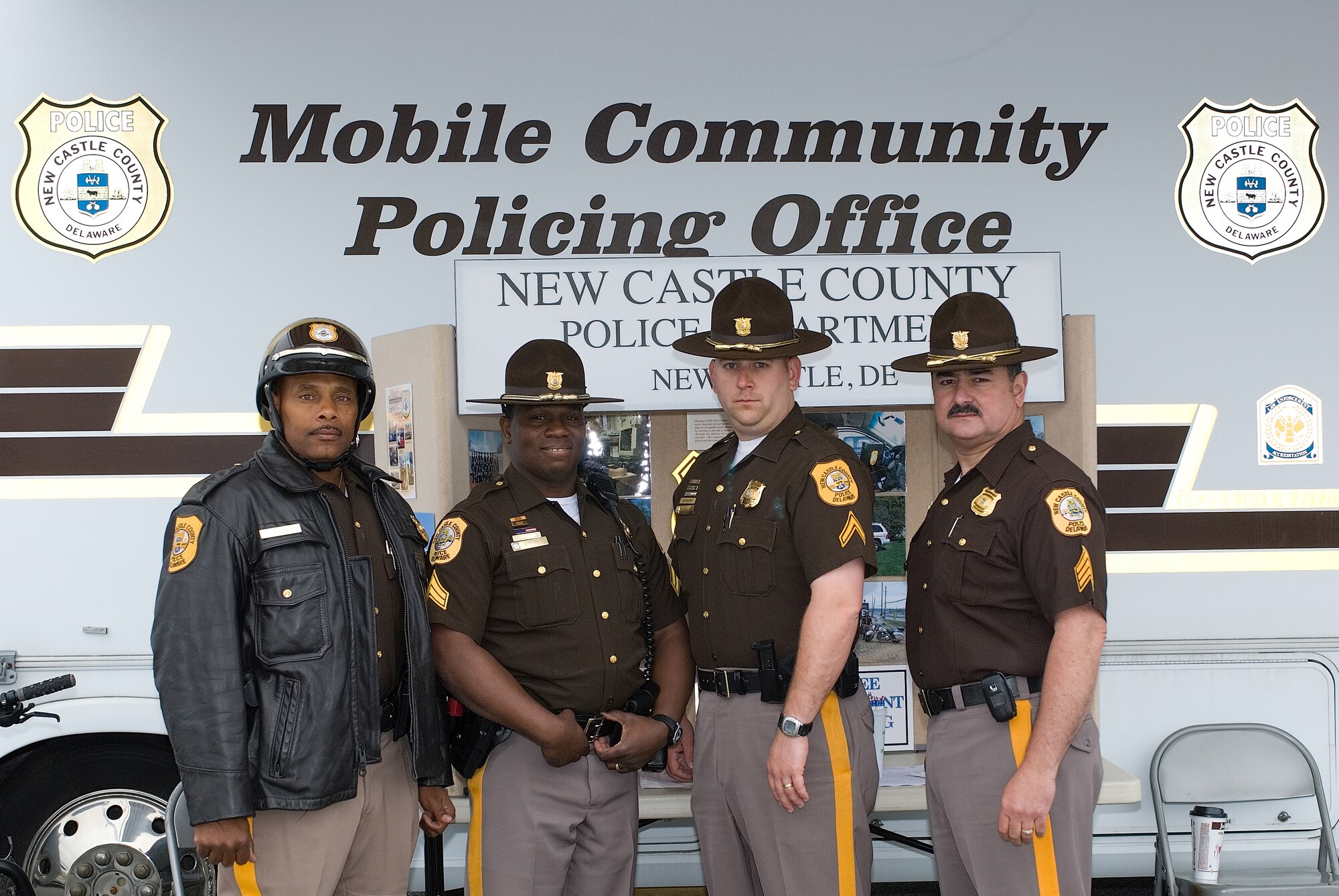 DOVER AIR FORCE BASE, Del. -- The New Castle County Police Department is one of many law enforcement agencies that came to Dover AFB to participate in Police Week activites. The officers brought a police-department vehicle and set up a display board to recruit members. (U.S. Air Force photo/Roland Balik)