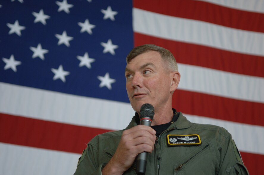 MINOT AIR FORCE BASE, N.D. – Col. Eldon Woodie, 5th Bomb Wing commander, will transition to civilian life during a change of command ceremony and retirement ceremony June 5. The 46th commander of the 5th BW retires after 30 years of military service. (U.S. Air Force photo by Staff Sgt. Joe Laws)