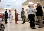 Attendees of the North Center Federal Clinic Open House ceremony tour the recently-opened facility on May 17. The 30,000-square foot outpatient clinic, located at 17440 Henderson Pass Road in San Antonio, is operated jointly by the Air Force and VA. It serves both VA and Department of Defense beneficiaries. The clinic will be staffed by four VA and four Air Force providers, offering services to approximately 10,000 veterans and military family members. Active-duty military members will continue to see their established primary care manager.
Specialty care will include mental health, nutrition, optometry, pediatrics and women?s health services. The clinic will also offer on-site pharmacy, laboratory and radiology services. (USAF photo by Robbin Cresswell) 