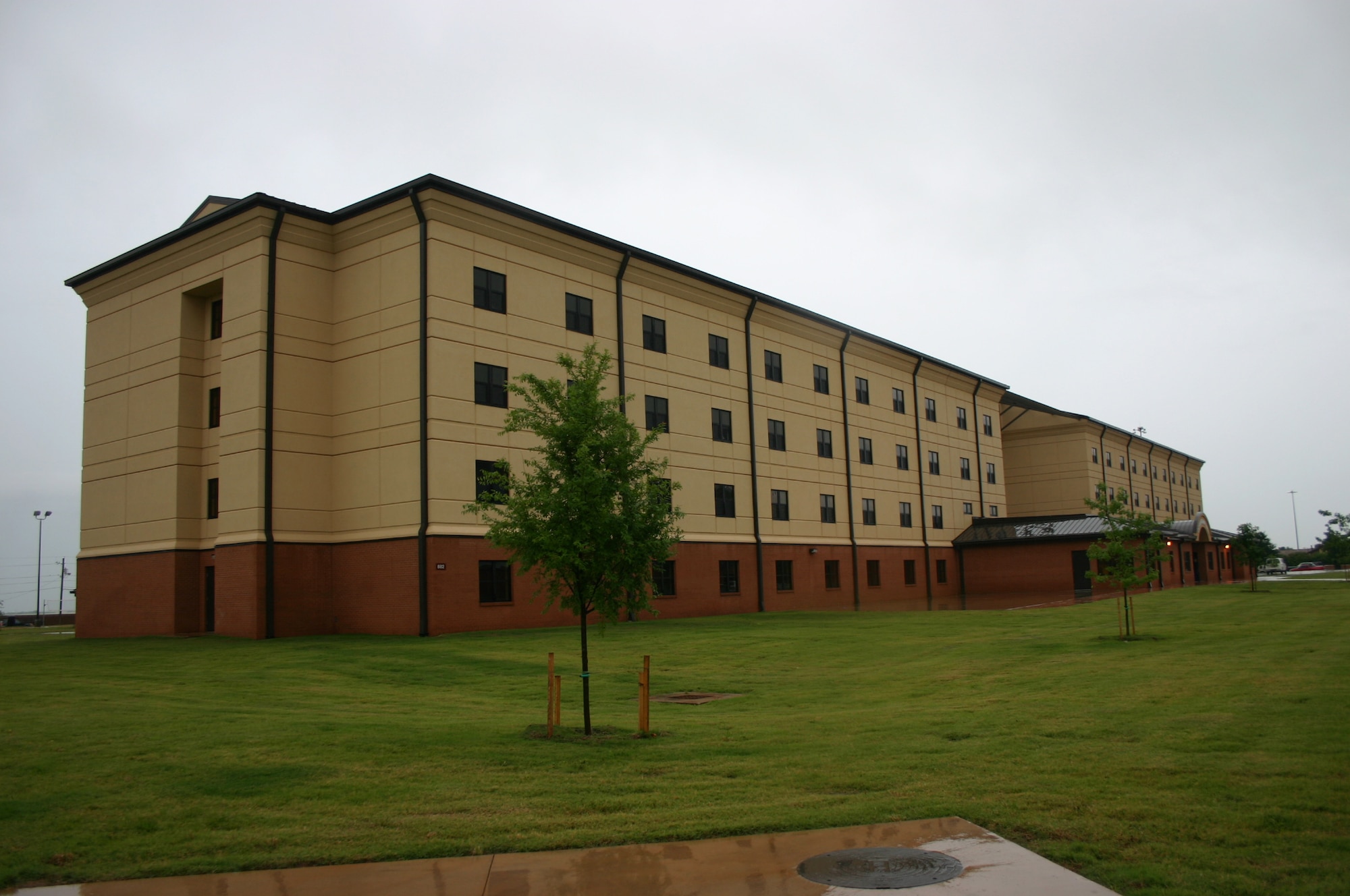 Cunningham Hall will provide dormitory rooms for 600 Airmen-in-Training, and also feature volleyball and basketball courts, four laundry rooms, and Internet access in each room.  The 366th Training Squadron will use the dormitory. (U.S. Air Force photo/Staff Sgt. Tonnette Thompson)