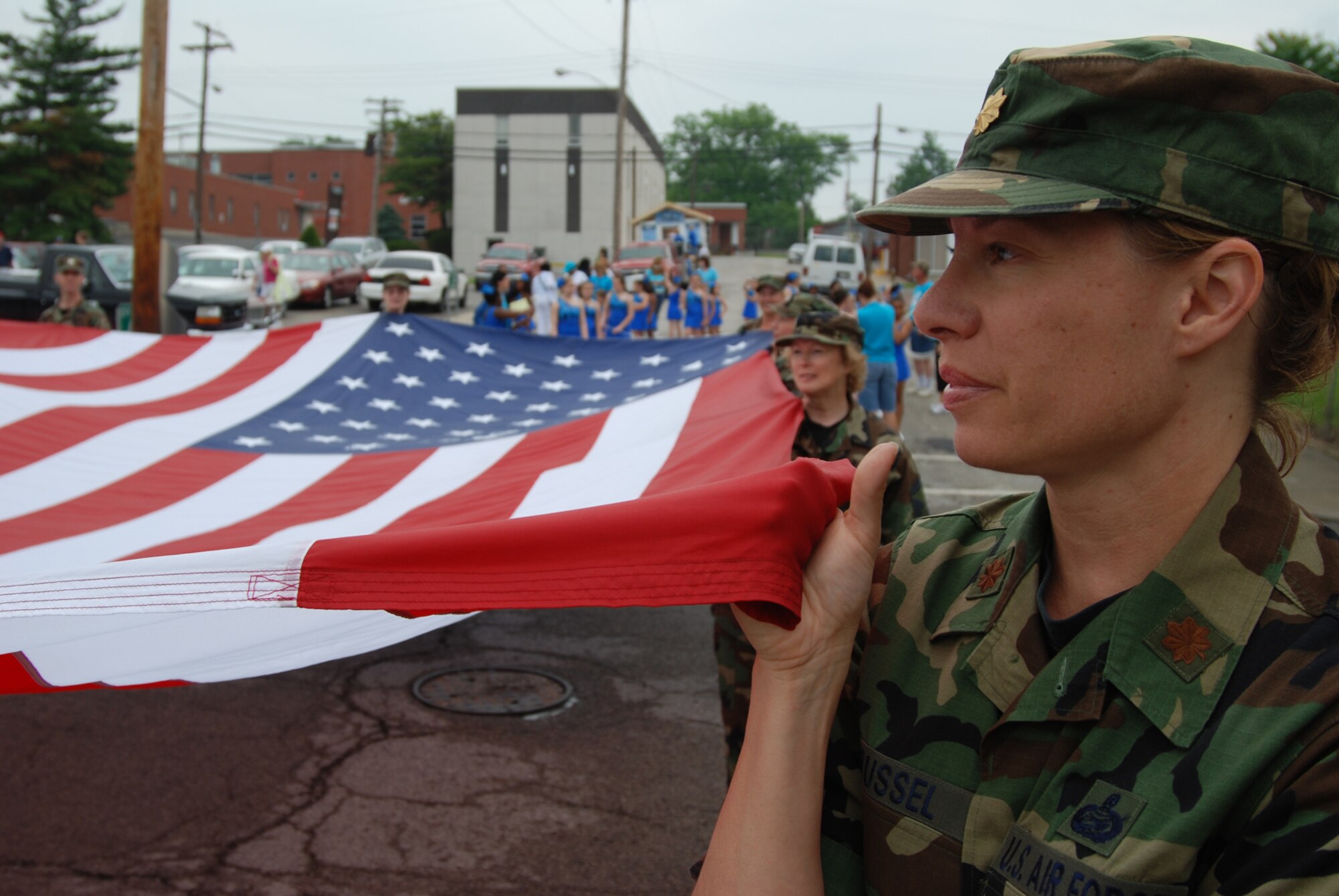 932nd Airlift Wing marches in Memorial Day parade.