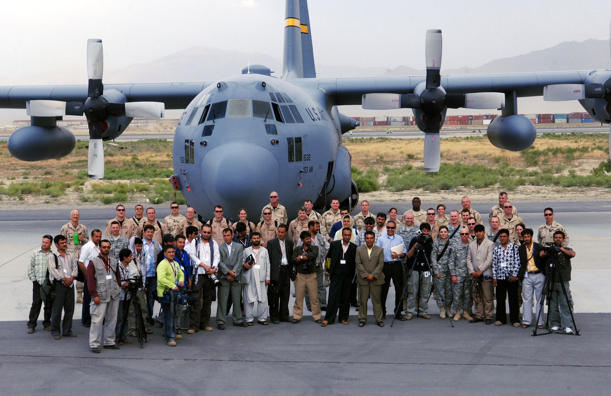 Approximately 30 local Afghan reporters visited Bagram Airfield, Afghanistan May 29 to participate in a media day. The media day was aimed at informing the media on the operations at Bagram and how the U.S. military is working alongside coalition partners to support and defend freedom in Afghanistan. (photo by Staff Sgt. Craig Seals) 