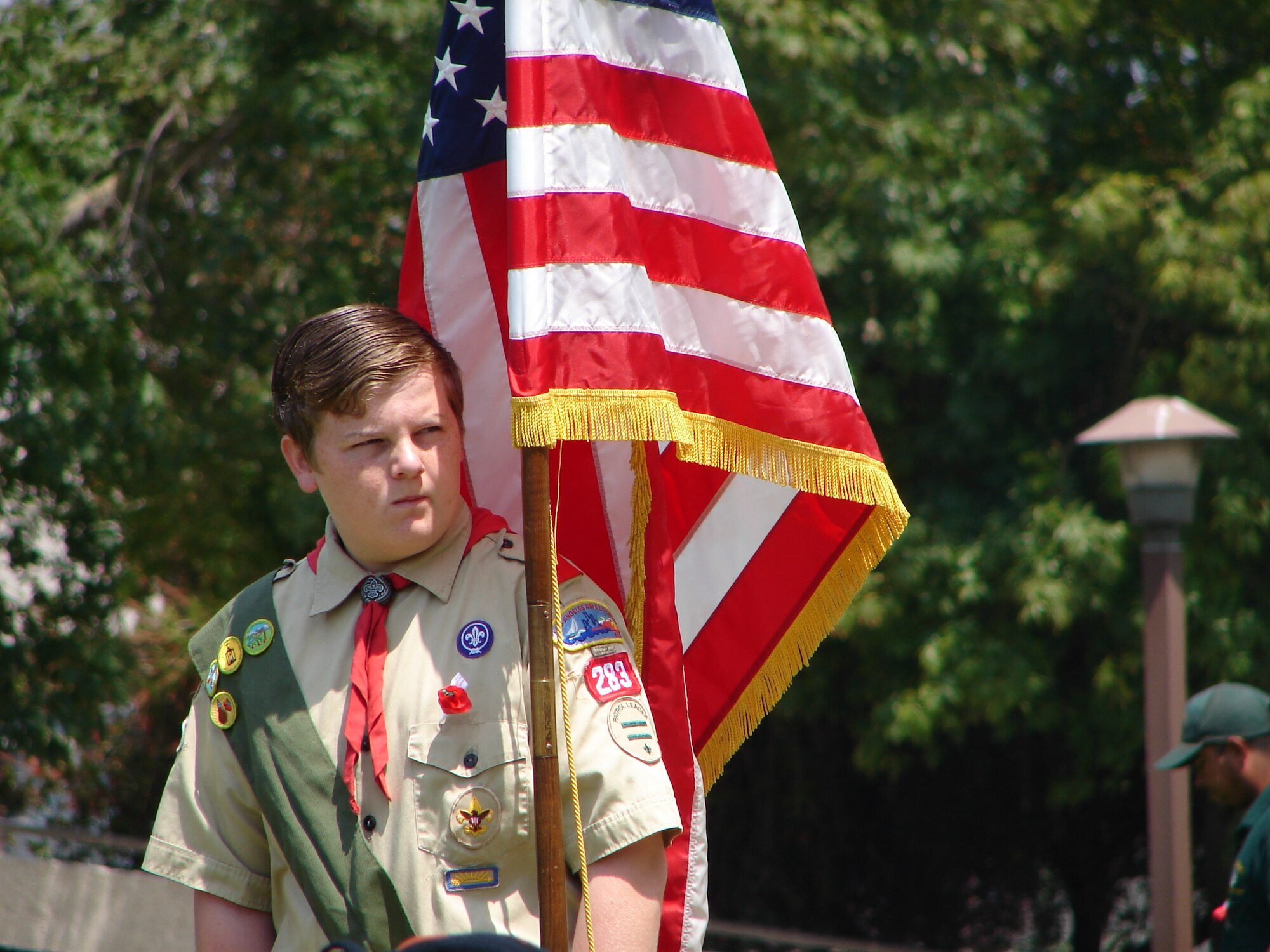 A member of Boy Scout Troop 283 participated in the 59th Annual Inglewood Memorial Day Service, May 28. The service honored fallen heroes from the city. Col. Douglas Kendall, Spacelift Range Group Commander was the keynote speaker at the event.