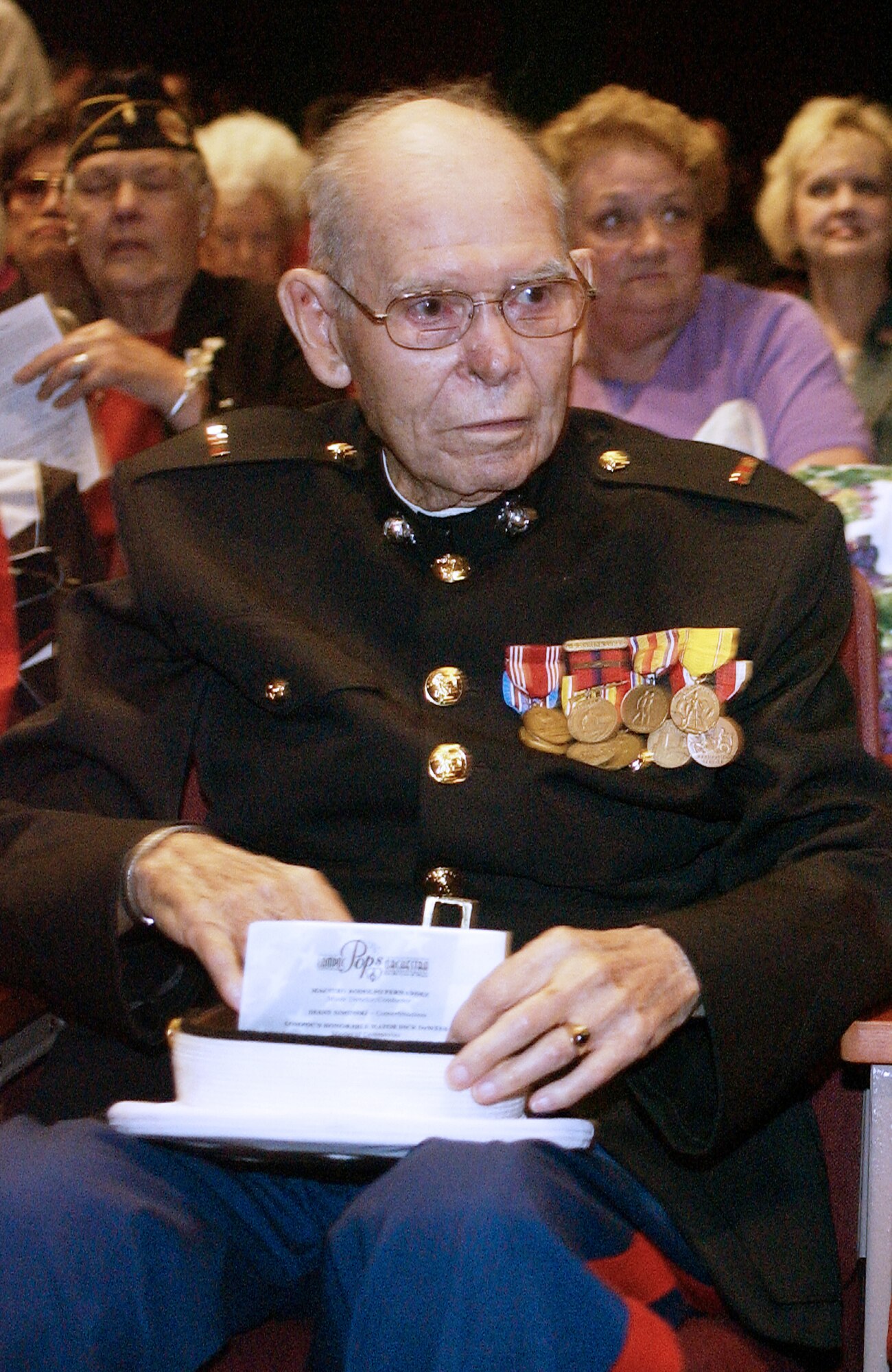 Retired Chief Warrant Officer Eugene Moon, attends the Lompoc POPS Orchestra concert during the 2007 Memorial Day Military Appreciation Concert at Vandenberg Air Force Base, Calif., on May 28.  Chief Moon is  99 years old and originates from the Turtle Mountain Reservation in Belcourt, N.D. as part of the Turtle Mountain band of Chippewa Indians. (U.S. Air Force photo by Senior Airman Kristi Emler)