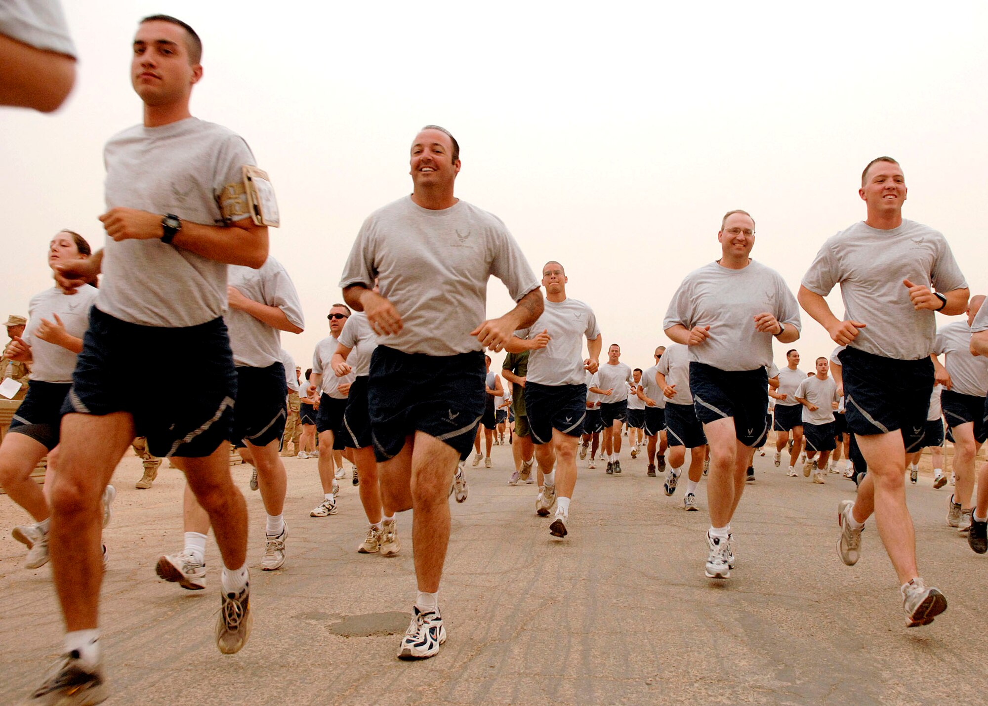 Members of the 407th Air Expeditionary Group start a 5K run, which is the kickoff to a full day of events celebrating Memorial Day May 28 at Ali Air Base, Iraq. Memorial Day, originally named Decoration Day, was instituted May 5, 1866, in Waterloo, N.Y., to honor the fallen Union Soldiers of the Civil War. After World War I it was expanded to include all military members that have given the ultimate sacrifice for their country. (U.S. Air Force photo/Master Sgt. Robert W. Valenca)
