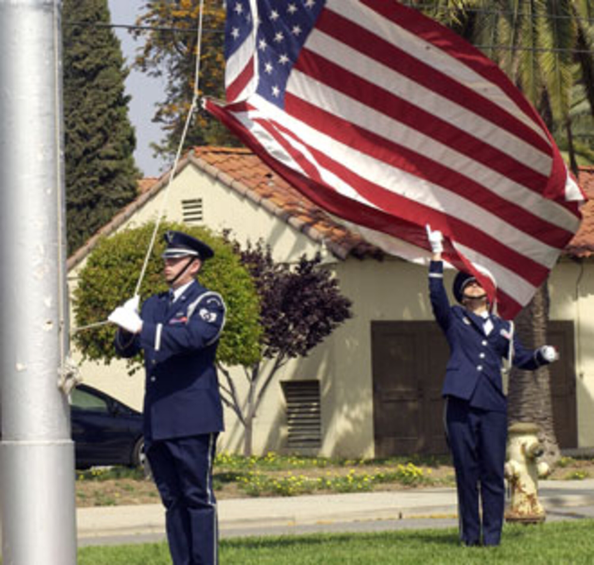 Several hundred Airmen showed up in front of the 452nd Air Mobility Wing headquarters building Sunday afternoon to participate in a very special commander’s call at March Air Reserve Base. Standing in formation were representatives from every squadron on base and the Civil Air Patrol. Brig. Gen. James Melin, the 452nd commander, took time to address his troops as well as speak about the upcoming Memorial Day and its significance to all of us who proudly wear a military uniform. This time honored tradition of holding commander’s call at Wing HQ has years of historic value dating back to the days when past commanders -- including General Henry “Hap” Arnold, who took command of March Field in 1931 -- used to address Airmen from the balcony of the HQ building. (U.S. Air Force photo by Tech. Sgt. Michael Blair)