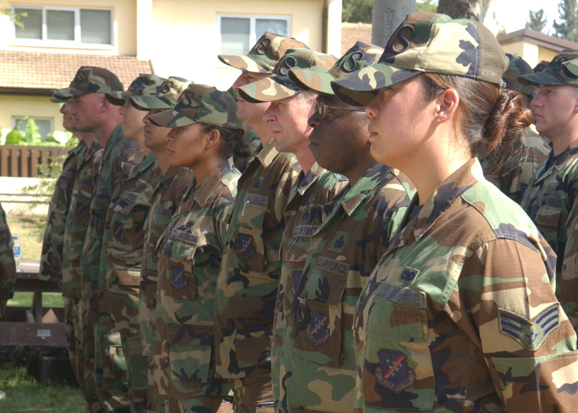 Members of the 39th Maintanence Group form up for the Memorial Day formal retreat ceremony May 25.  The ceremony was held to honor fallen military members. (U.S. Air Force photo by Airman 1st Class Tiffany Colburn)                              