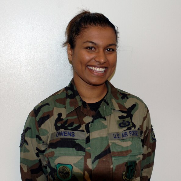 Staff Sgt. Doreen Owens, 60th Air Mobility Wing Command Post's Wing Status of Resource Training System manager, was chosen as the Warrior of the Week. (U.S. Air Force photo by Jennifer Brugman)