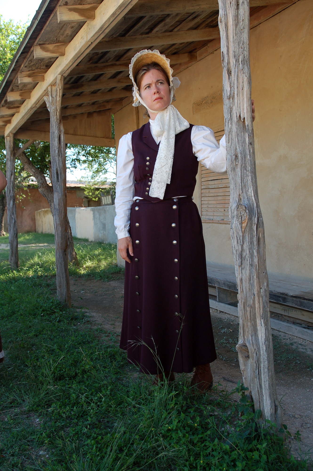ALAMO VILLAGE, Texas -- Heather Fife, wife of Capt. Kurt Fife, 86th Flying Training Squadron, played “extra” roles in “The Man Who Came Back.” (U.S. Air Force photo by Staff Sgt. Austin M. May)