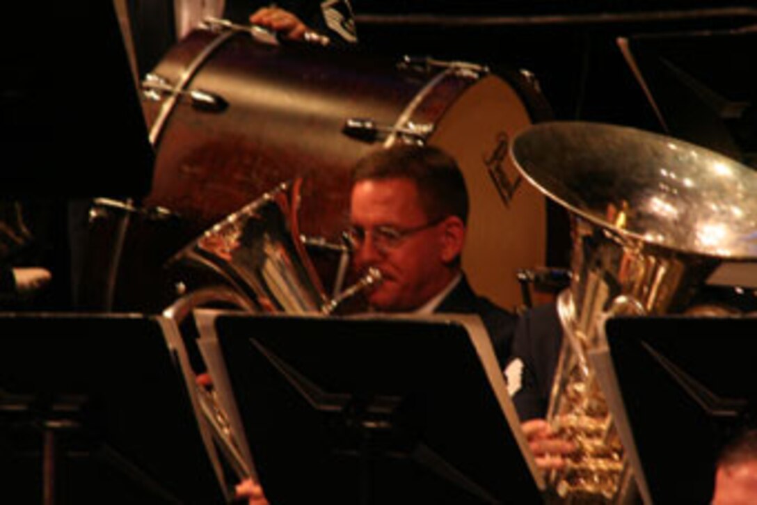 USAF Band of Flight in concert in 2006.  Pictured here is SSgt Dan Bentley, euphonium.
