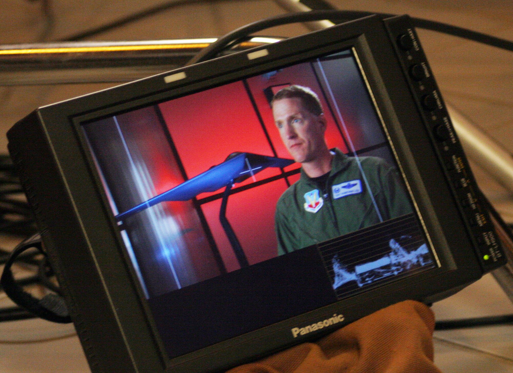 A close-up of Lt. Col. Troy VanBemmelen, 394th Combat Training Squadron commander, during an interview for the Smithsonian Institute's feature documentary on stealth technology. (U.S. Air Force photo/Tech. Sgt. Matt Summers)