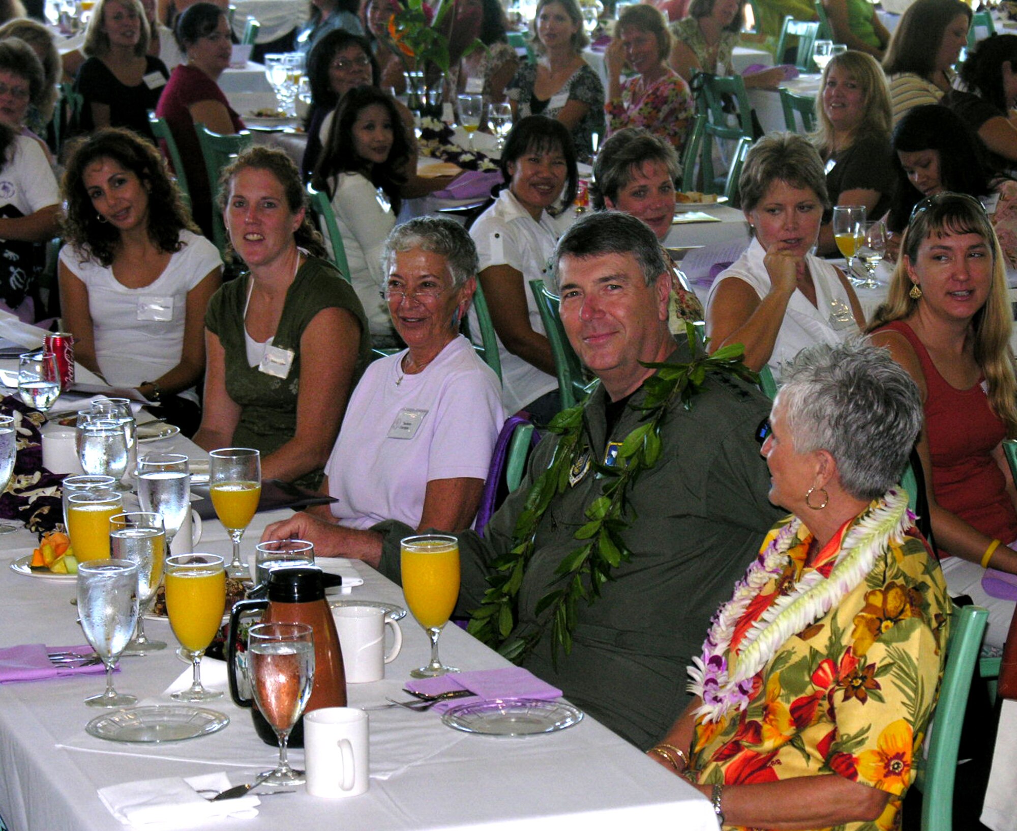 General Paul V. Hester, with wife Lynda (to the general's left), at the opening of the 2007 Joint Spouses Conference.  (photo by Kukini editor, Jeff Nicolay)