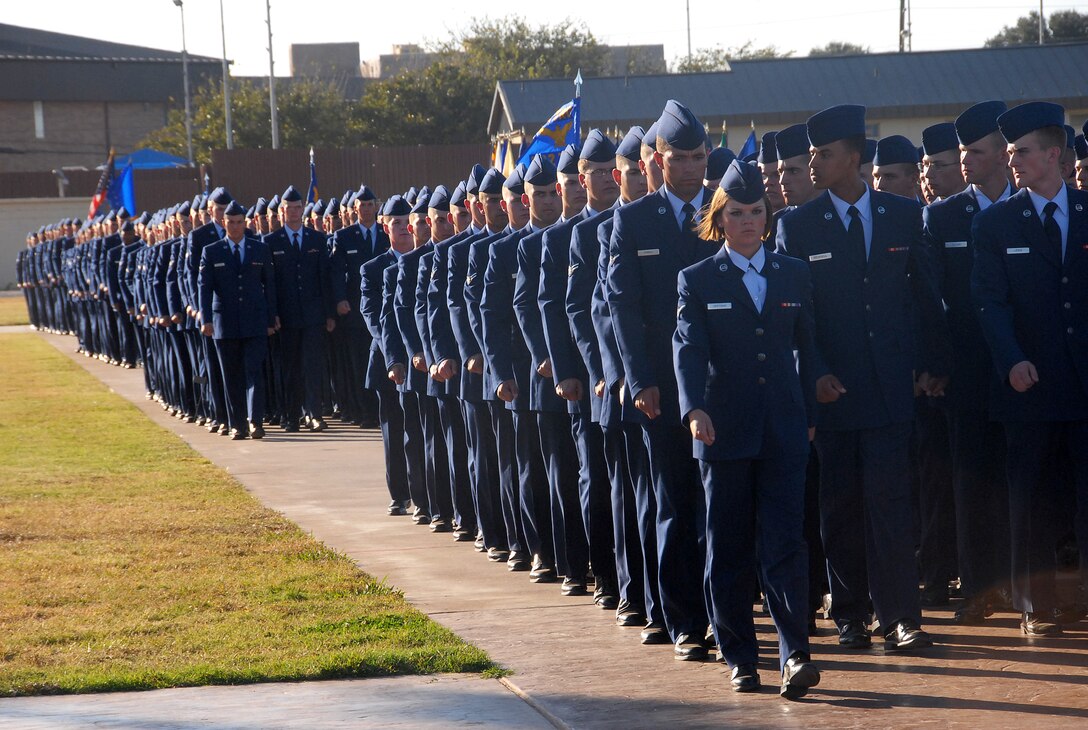 Sheppard Airmen in Training display one of the Air Force's core values - excellence in al we do - during a parade Nov. 1 at the base parade grounds. (U.S. Air Force photo/Mike Litteken)