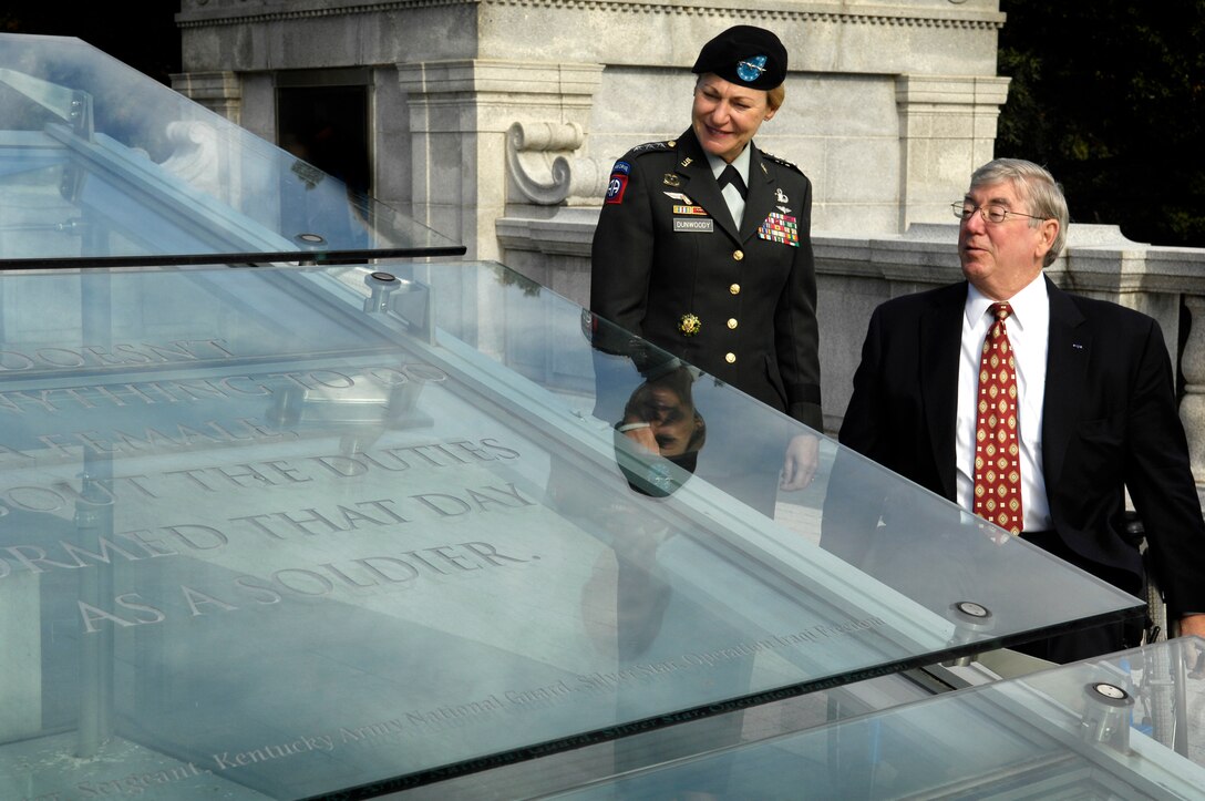 Acting Secretary of Veterans Affairs Gordon H. Mansfield, right, and U