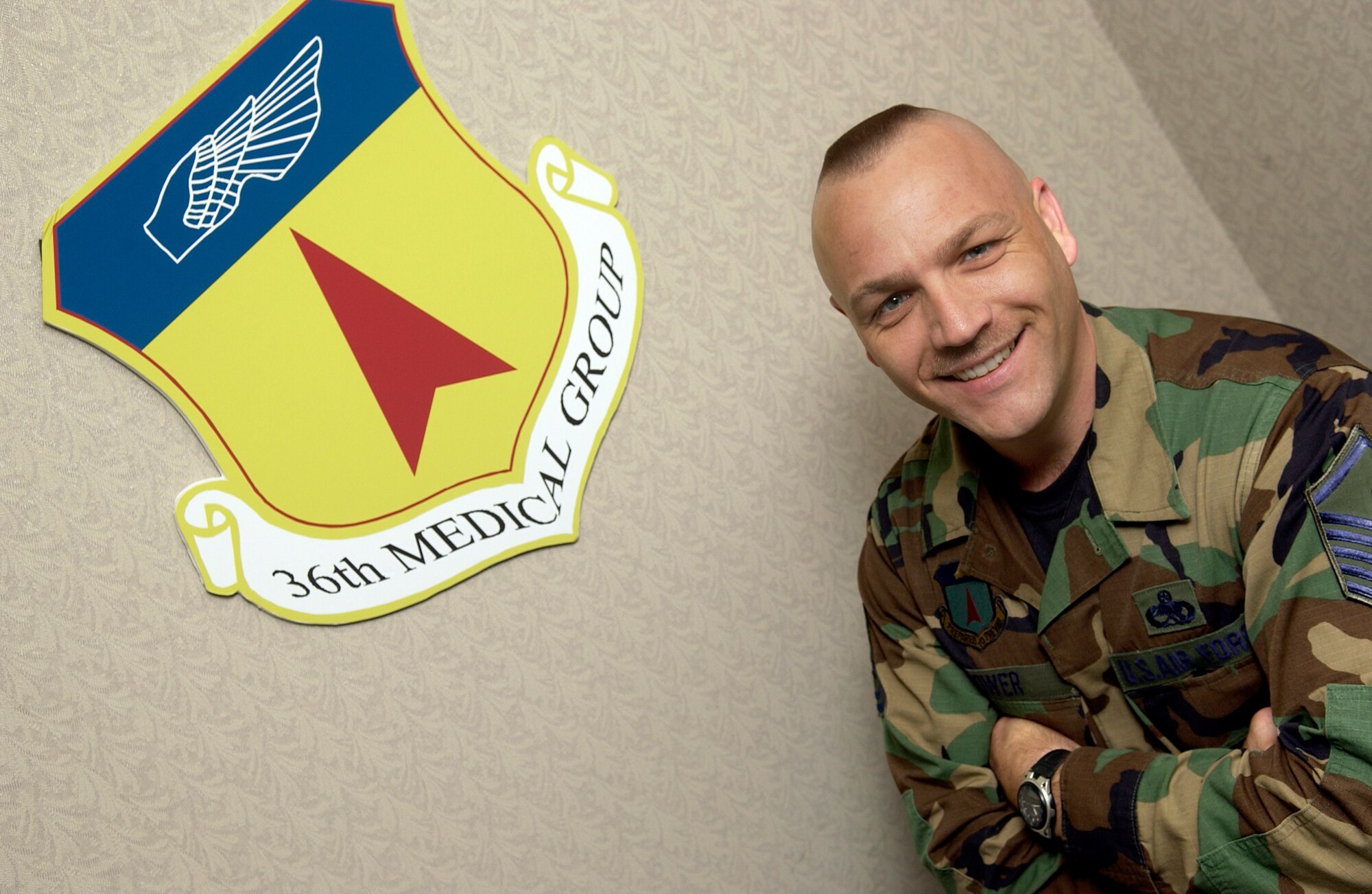 Master Sgt. Lonny Bower is the 36th Medical Group first sergeant. (U.S. Air Force photo/Senior Airman Miranda Moorer)                                        