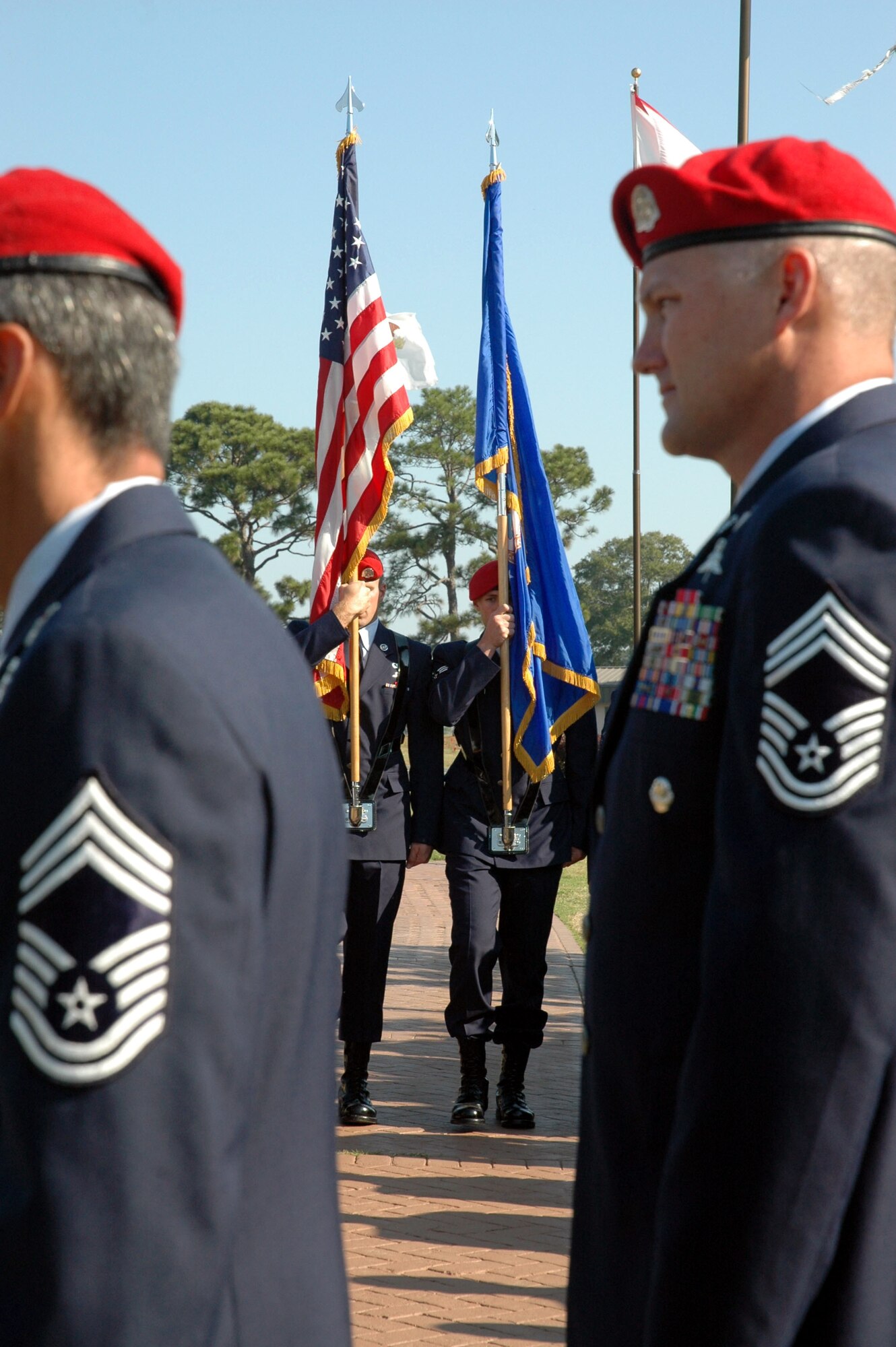 HURLBURT FIELD, Fla. -- Honor Guard members post the colors during the Annual Combat Control Association reunion and memorial held here Nov. 3 to honor fallen combat controllers and special tactics officers. (U.S. Air Force photo by Dawn Hart)