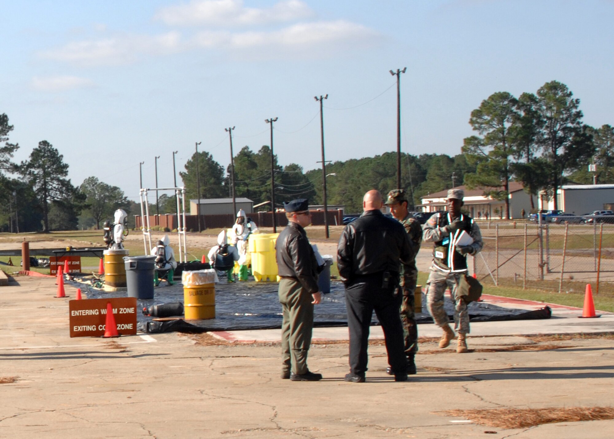 SEYMOUR JOHNSON AIR FORCE BASE N.C. - Members from the 4th Fighter Wing participate in Orbit Comet November 3.  Orbit Comet is a regional exercise which tests the response of local authorities and wing personnel during a terrorist attack. (US Air Force photo by Senior Airman Chad Trujillo)