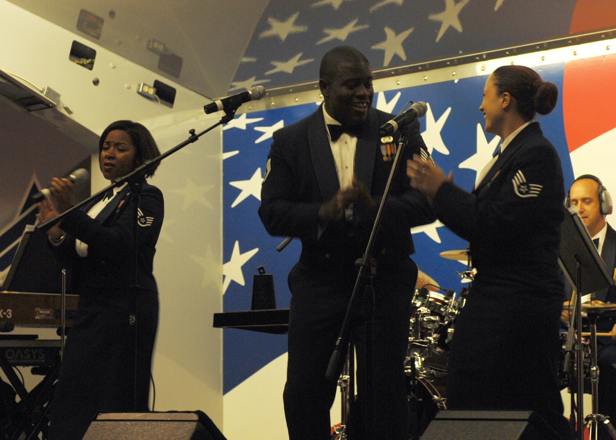 SEYMOUR JOHNSON AIR FORCE BASE, N.C. - The Blue Aces from Langley AFB provide entertainment for Team Seymour at the Air Force ball on Nov. 3. The ball celebrated 60 years of air and space power. (US Air Force photo by Airmen 1st Class Ciara Wymbs)