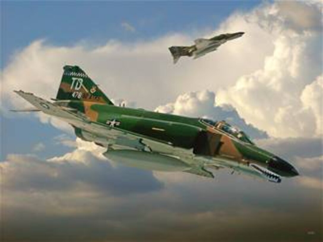 F-4 Phantom II "Last Flight."  This image is 10x7.5 @ 300 ppi. Printable (PDF) files for this image, up to 18x24 inches @ 300 ppi, are available by contacting afgraphics@dma.mil.  This image is copyrighted and is the property of Ken Chandler and is available only to members of the armed forces and military organizations.