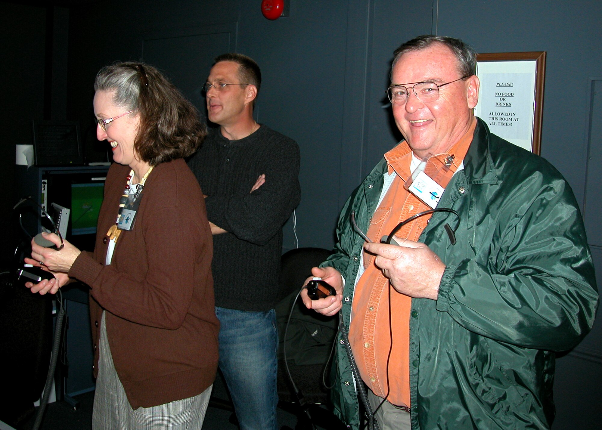 GRISSOM AIR RESERVE BASE, Ind., -- Francis and Cheryl Jaquay, members of the Grissom Community Council, enjoyed controlling the flight line on the control tower simulator. The simulator is located in the radar approach control building. The Grissom Community Council participated in a base tour on Nov. 3, where they were able to explore the different opperations on base. (U.S. Air Force photo/Senior Airman Carl Berry)
