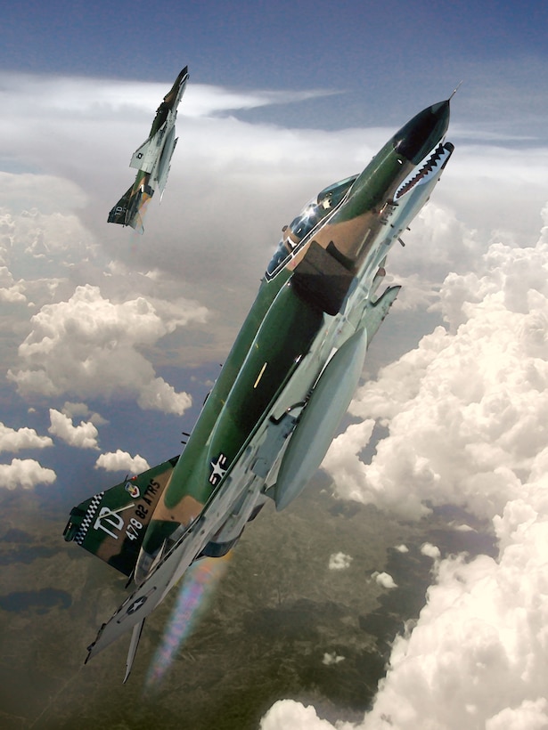 F-4 Phantom "Climb."  Created by Ken Chandler. This image is 10x7.5 @ 300 ppi. Printable (PDF) files for this image, up to 18x24 inches @ 300 ppi, are available by contacting afgraphics@dma.mil.  This image is copyrighted and is the property of Ken Chandler and is available only to members of the armed forces and military organizations.