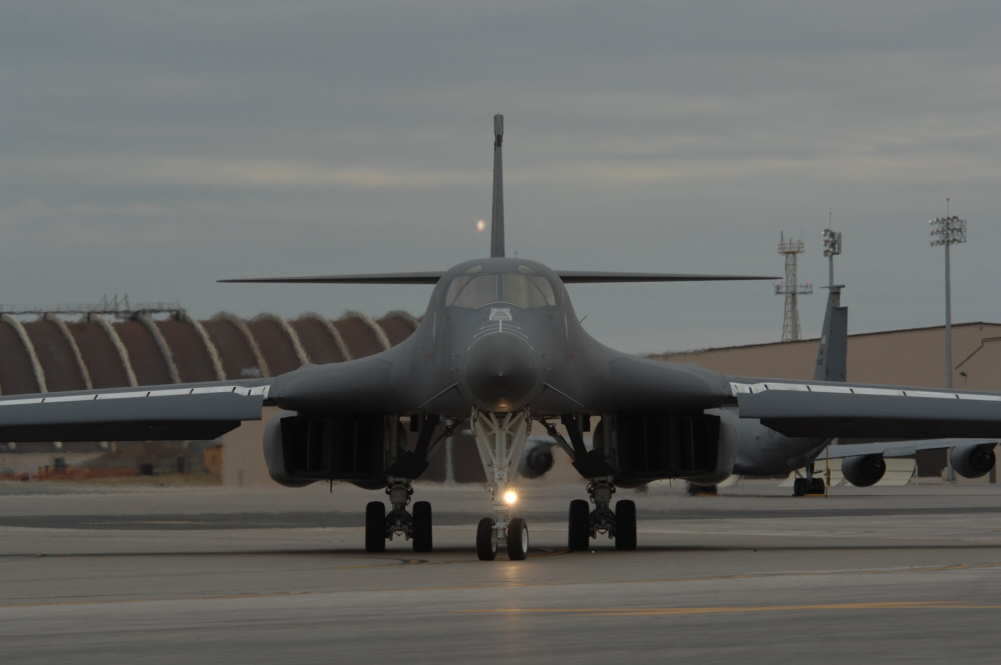 Twenty B-1 Bombers from Dyess Air Force Base, T.X., 07 November 2007, line up on the flight line of Ellsworth Air Force Base S.D. in preparation of departure back to Dyess.  Dyess Jets first arrived at Ellsworth 17 September 2007, while their flight line was under construction. (U.S. Air Force photo by Airman First Class Anthony Sanchelli)